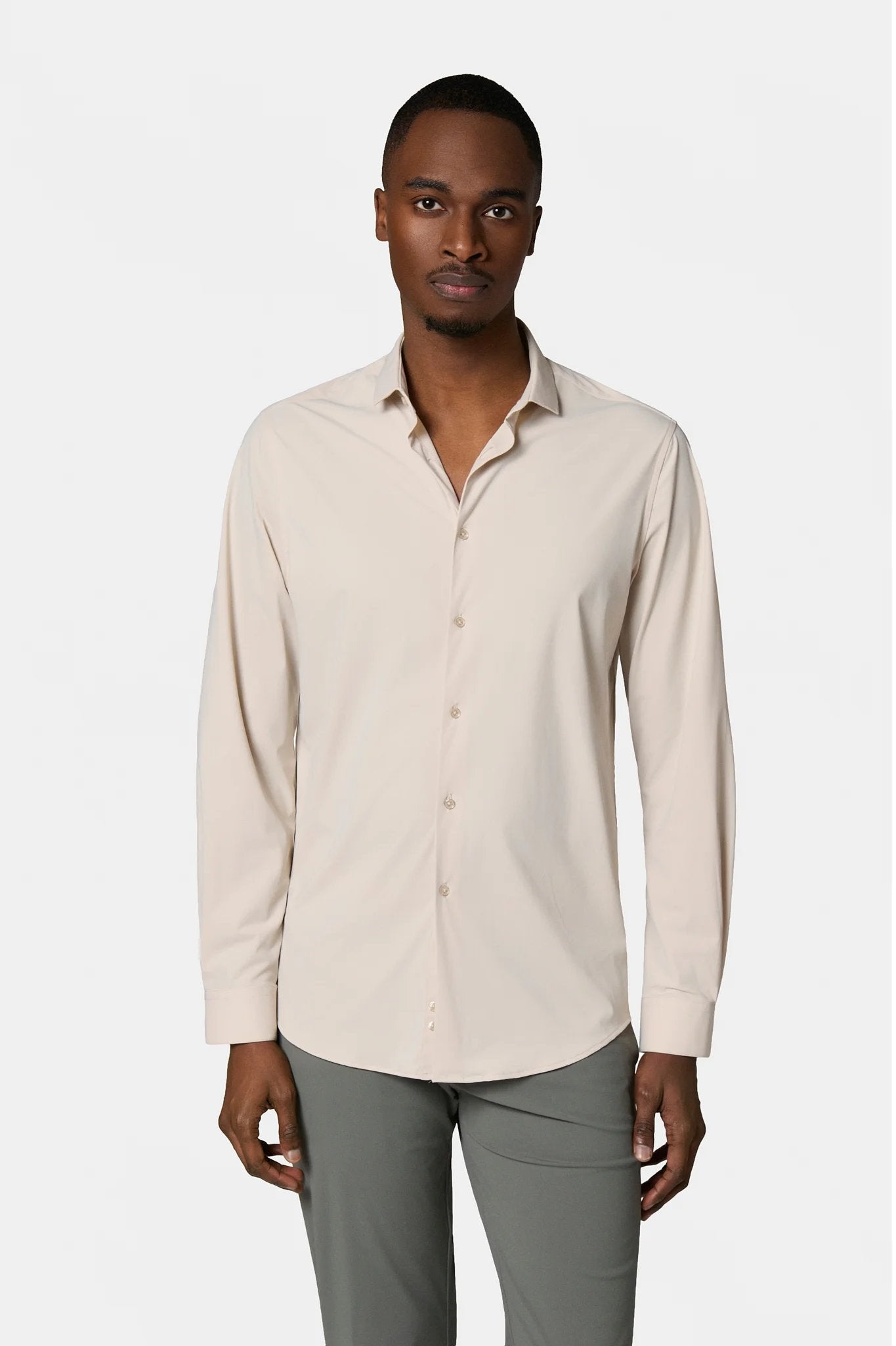 Matière stretch infroissable Slim fit ligne Activewear — Chemise Jerem, col semi-italien