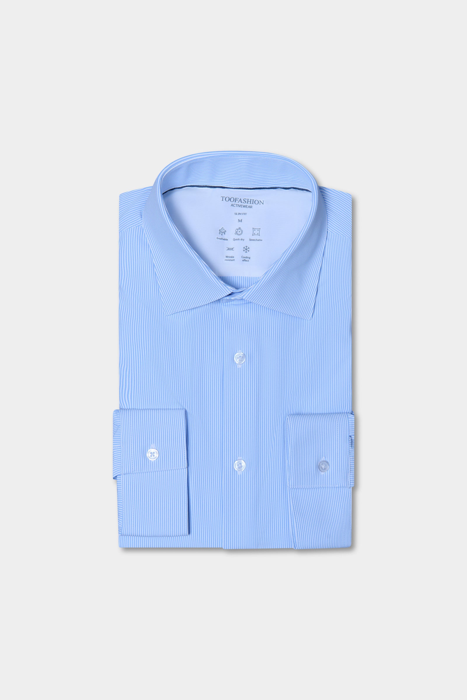 Chemise à rayures en matière stretch infroissable Jerem, col semi-italien