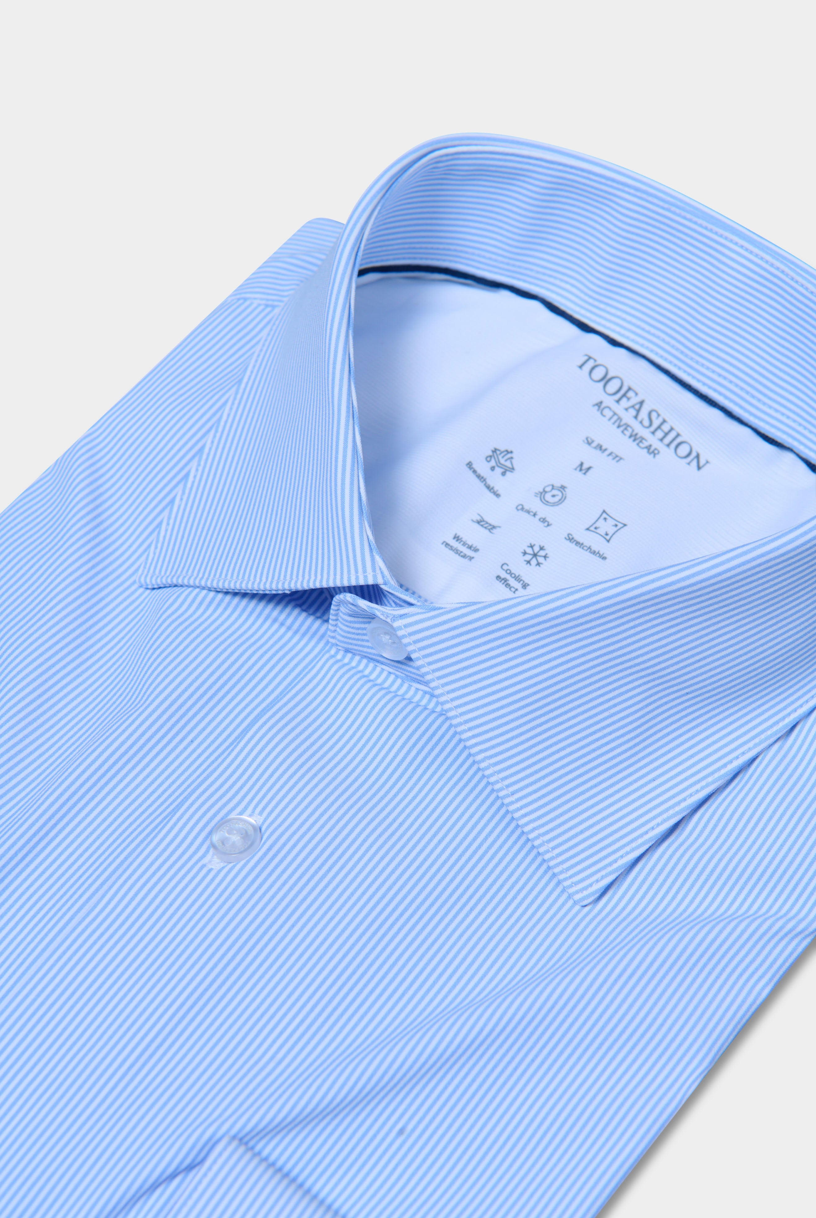 Chemise à rayures, matière stretch infroissable Jerem, col semi-italien