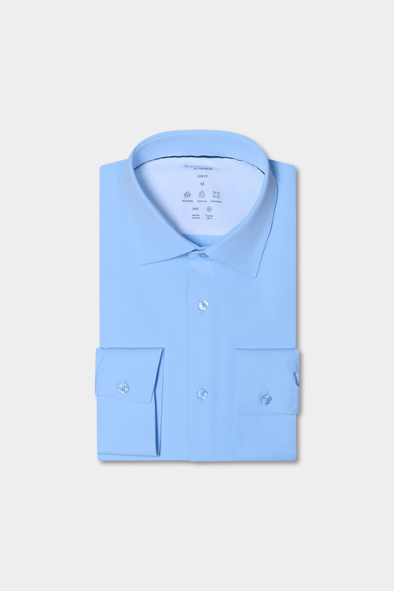 Chemise en twill stretch infroissable ligne activewear Jerem, col semi-italien