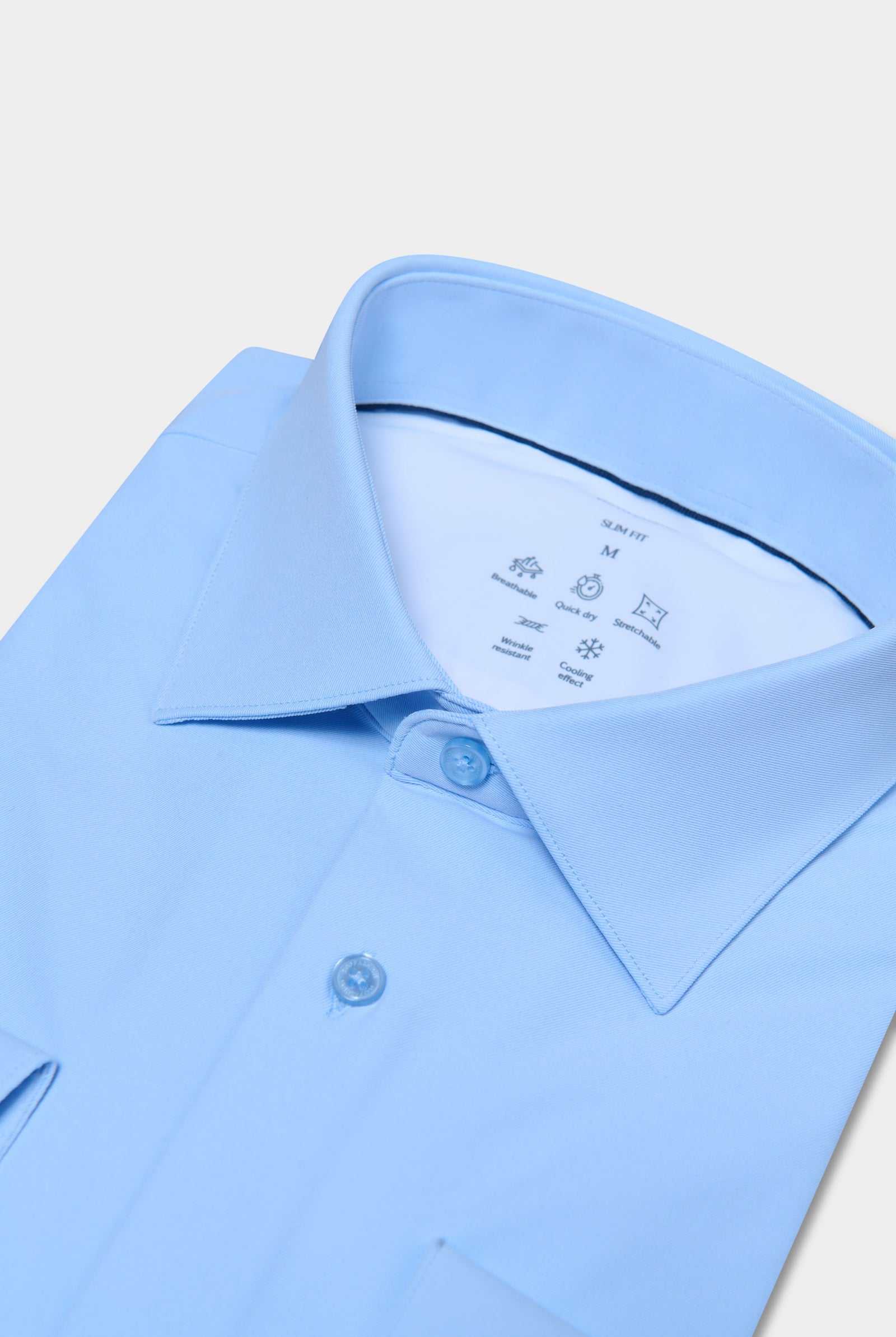 Twill stretch infroissable ligne activewear — Chemise Jerem, col semi-italien