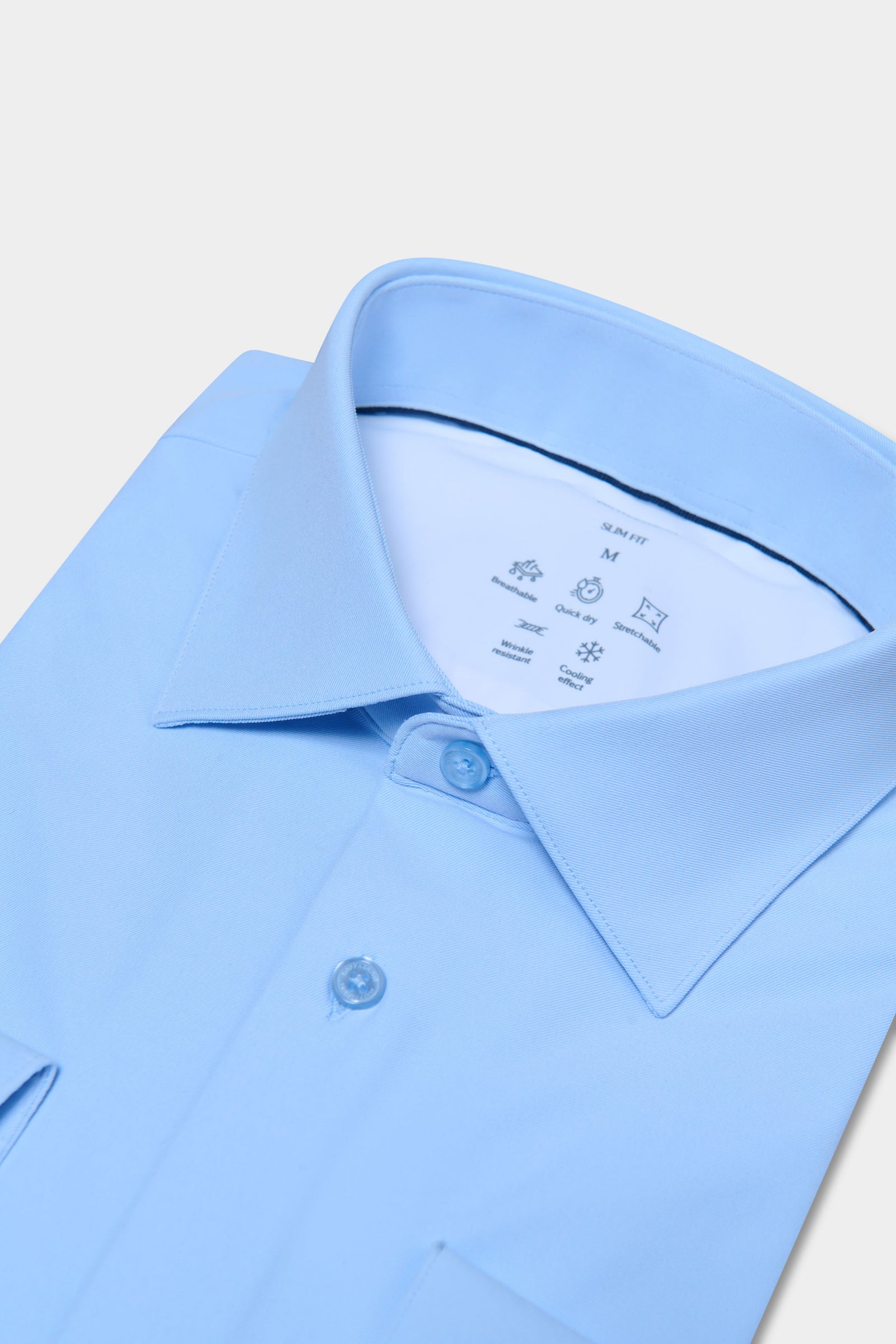 Twill stretch infroissable ligne activewear — Chemise Jerem, col semi-italien
