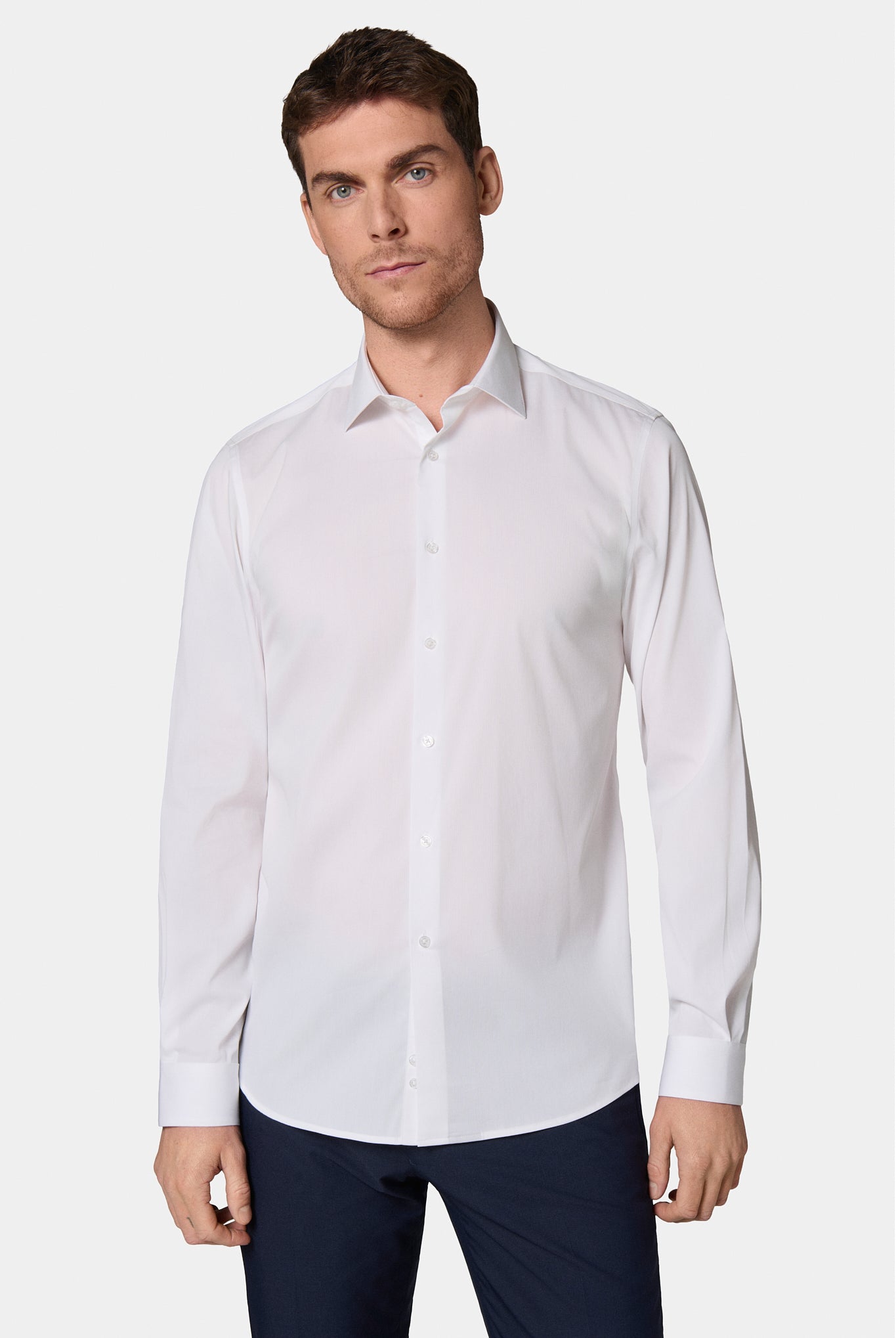 Chemise stretch infroissable col semi-italien Jerem, col semi-italien vue 3