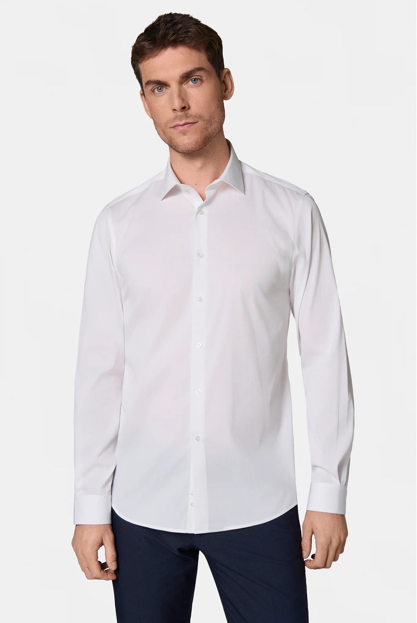 Chemise stretch infroissable col semi-italien Jerem, col semi-italien vue 3