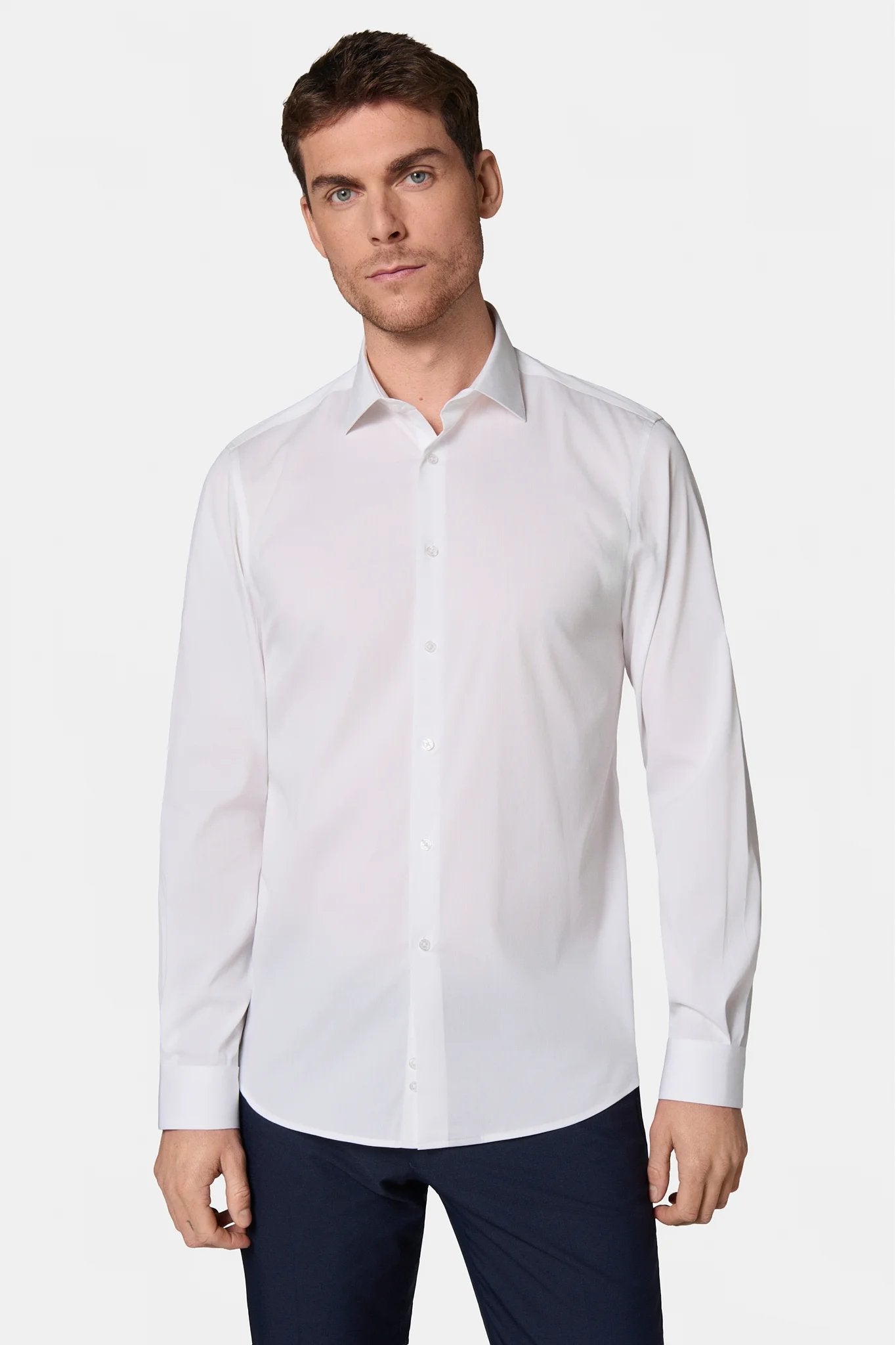 Chemise stretch infroissable col semi-italien Jerem, col semi-italien vue 3