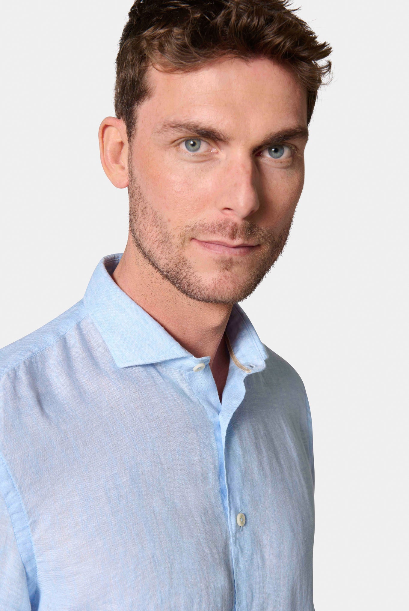 Chemise, pur lin col semi-italien coupe confortable Jerem, coupe confortable, col semi-italien