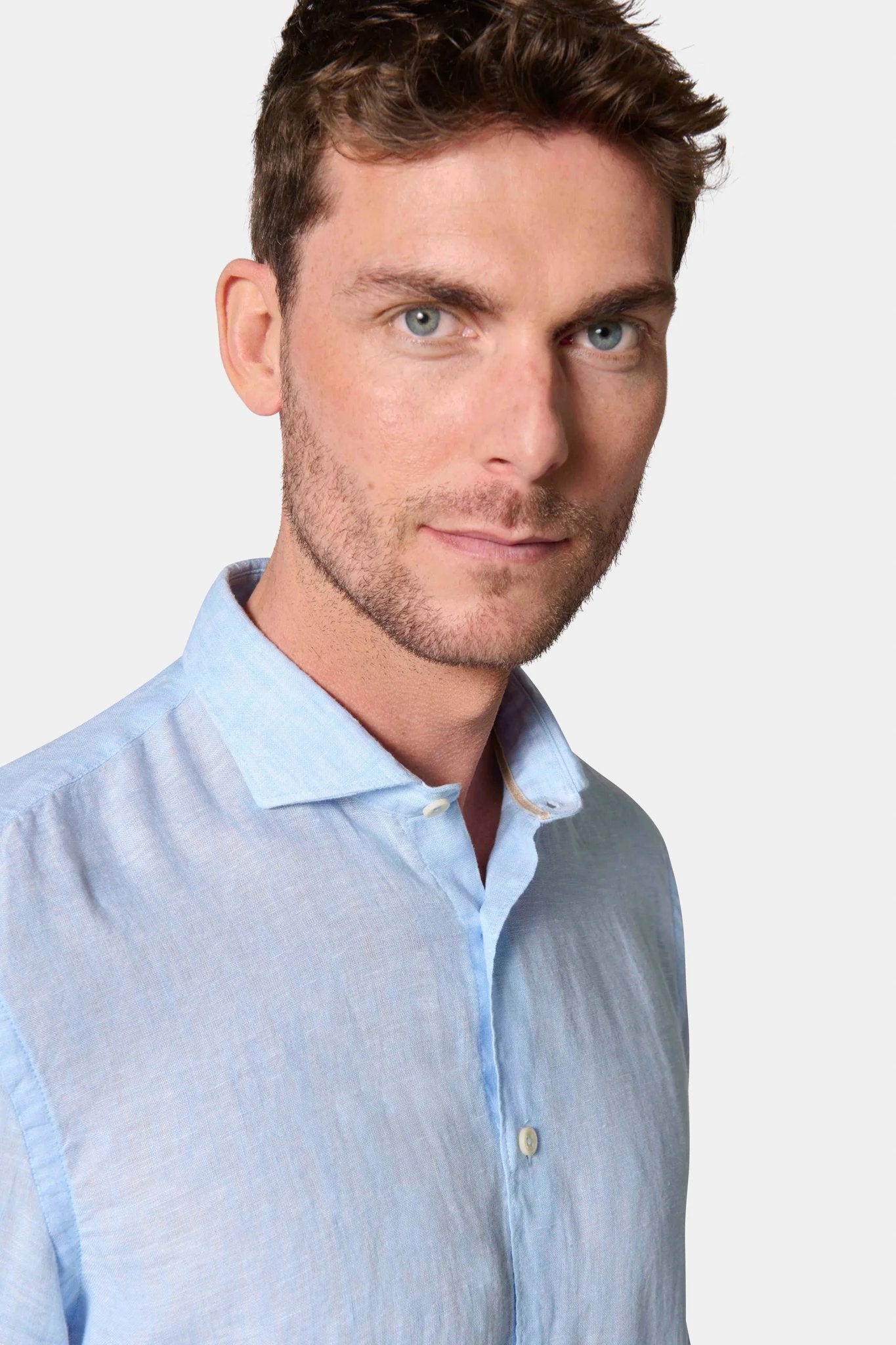 Chemise, pur lin col semi-italien coupe confortable Jerem, coupe confortable, col semi-italien