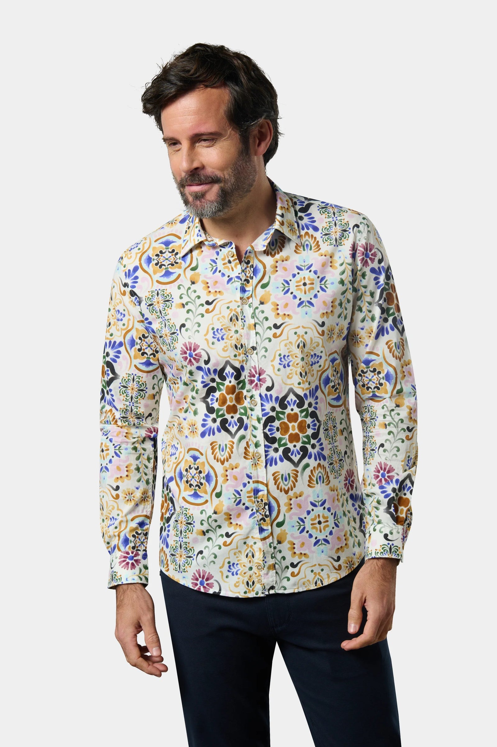 Chemise en pur coton motif fantaisie coupe confortable col classique Jerem, col classique, coupe confortable