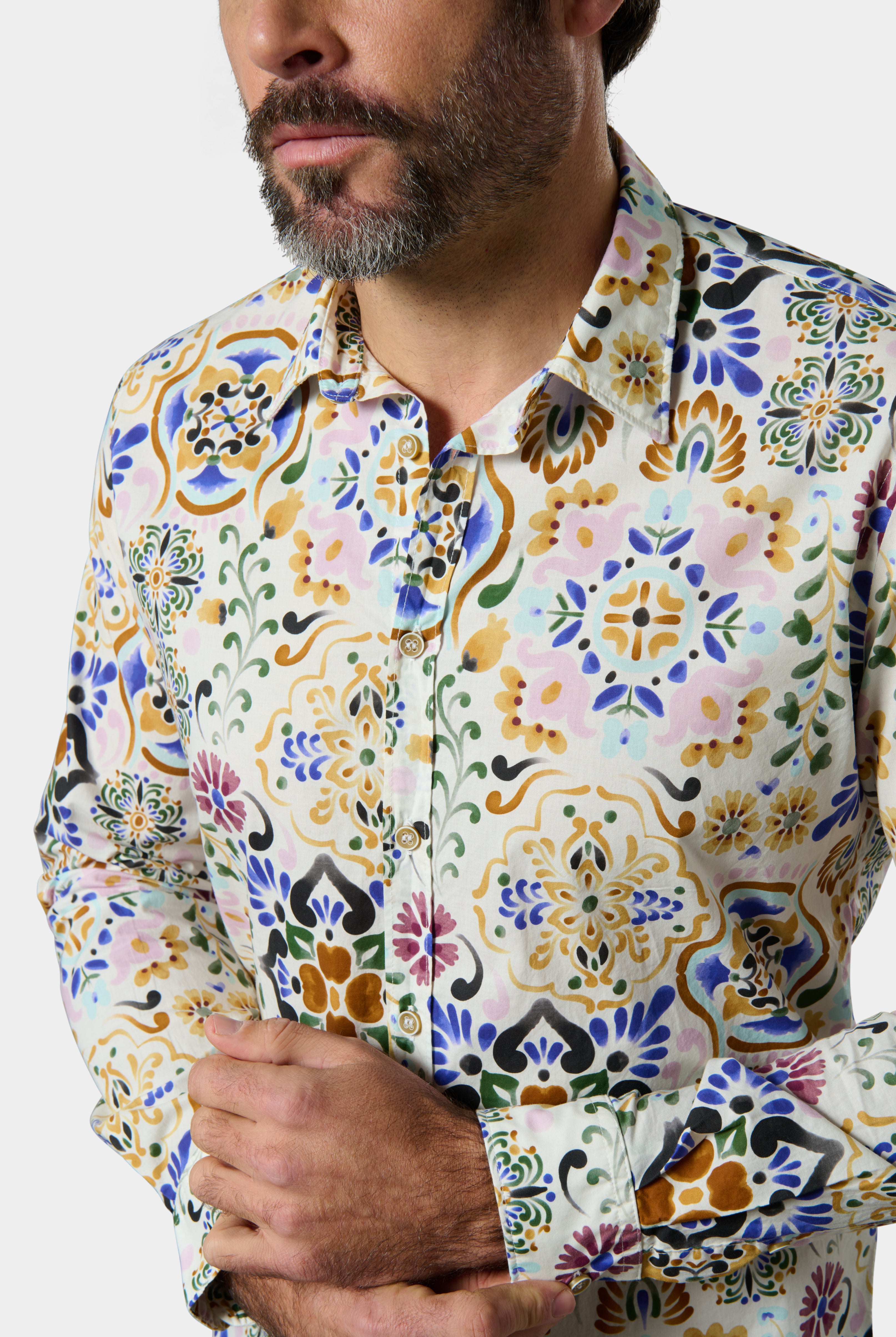 Chemise, pur coton motif fantaisie coupe confortable col classique Jerem, coupe confortable, col classique