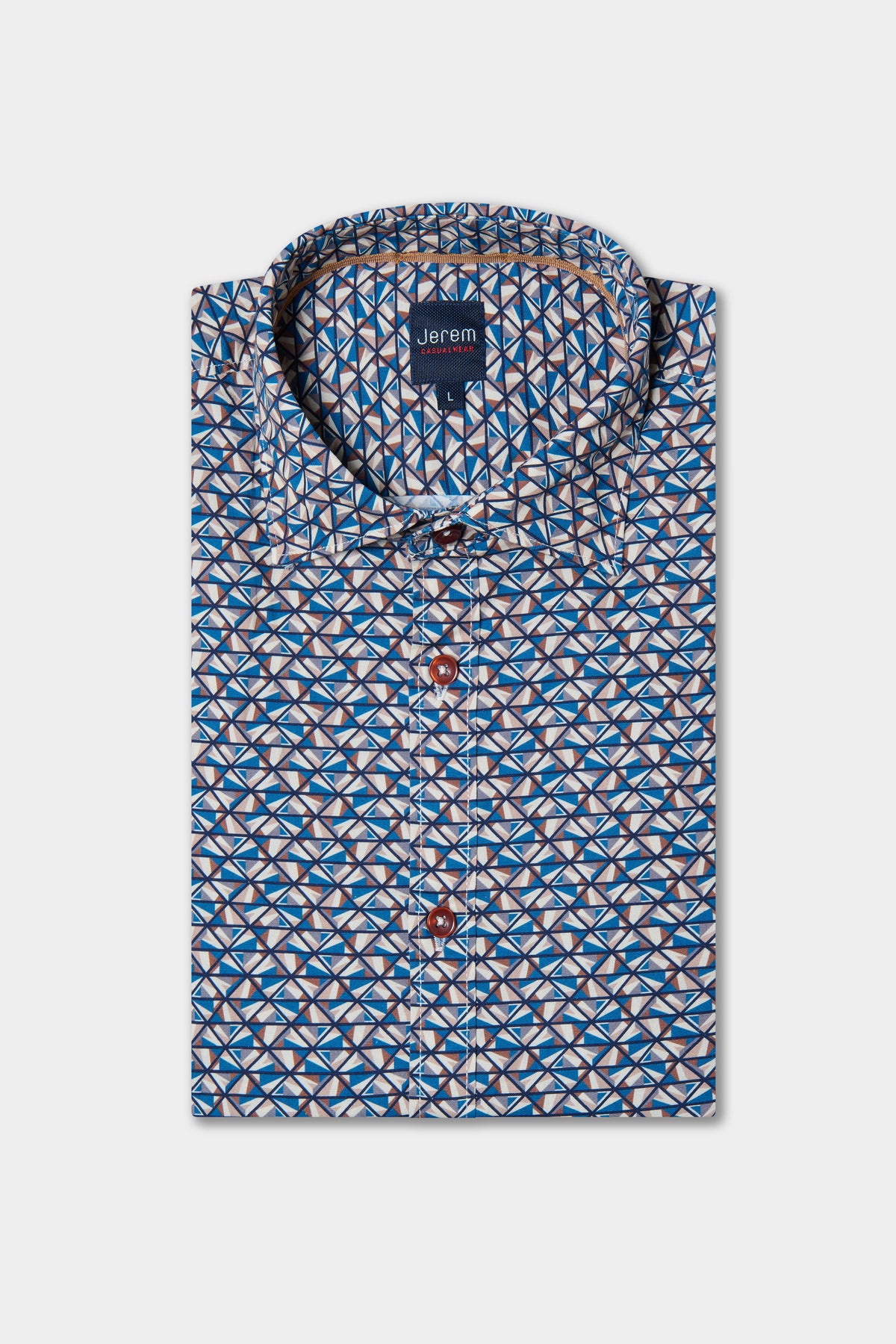 Chemise à imprimé géométrique col semi-italien