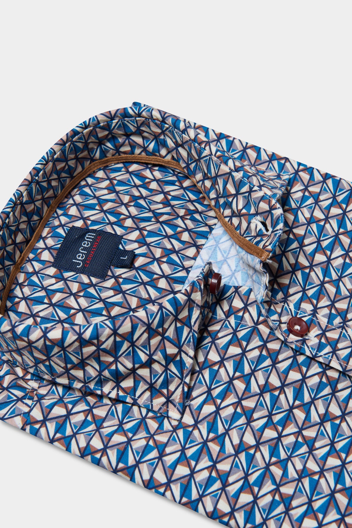 Chemise à imprimé géométrique col semi-italien