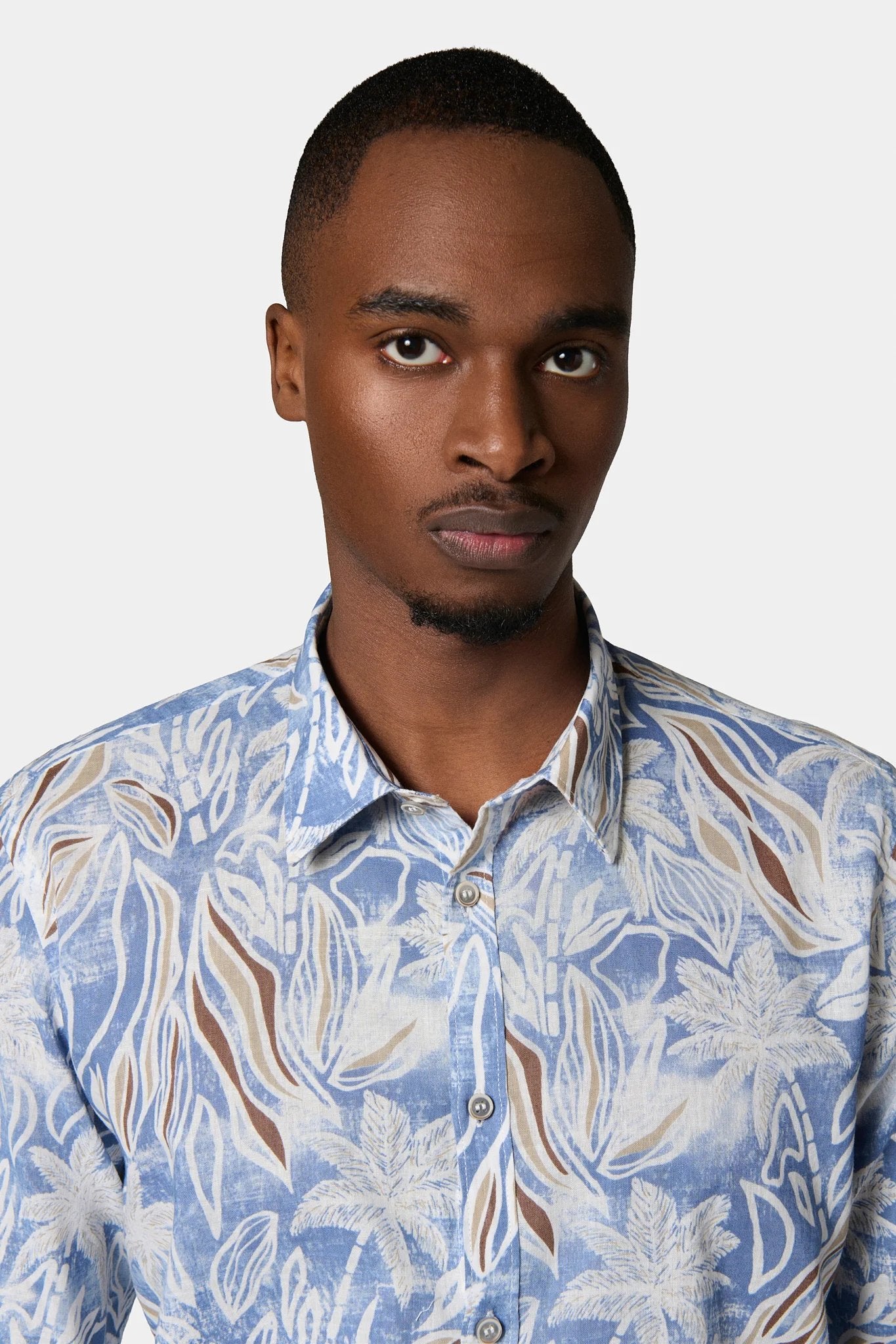 Lin coton — Chemise imprimée Jerem, col classique, coupe confortable