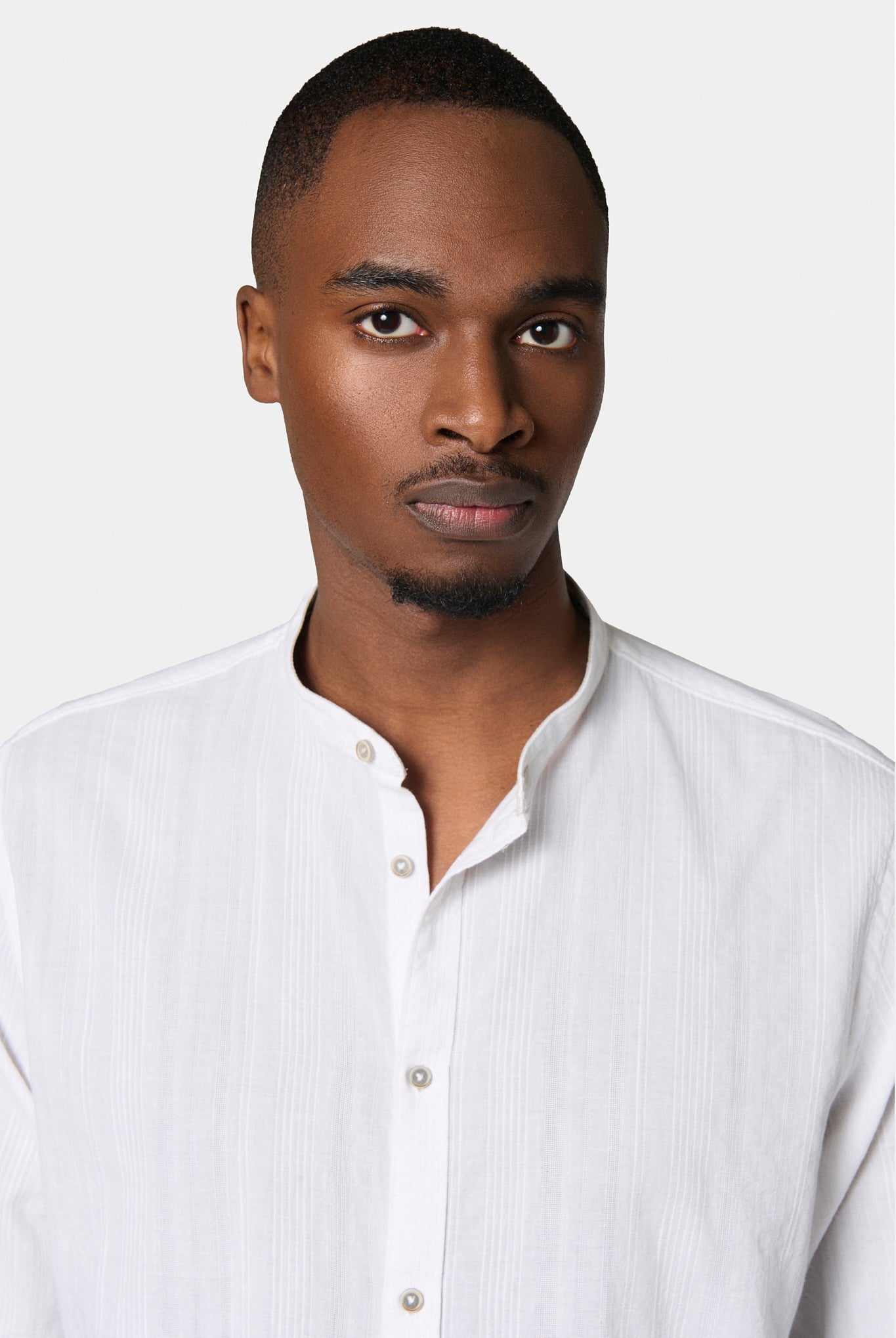 Lin coton col mao coupe confortable — Chemise Jerem, col mao, coupe confortable