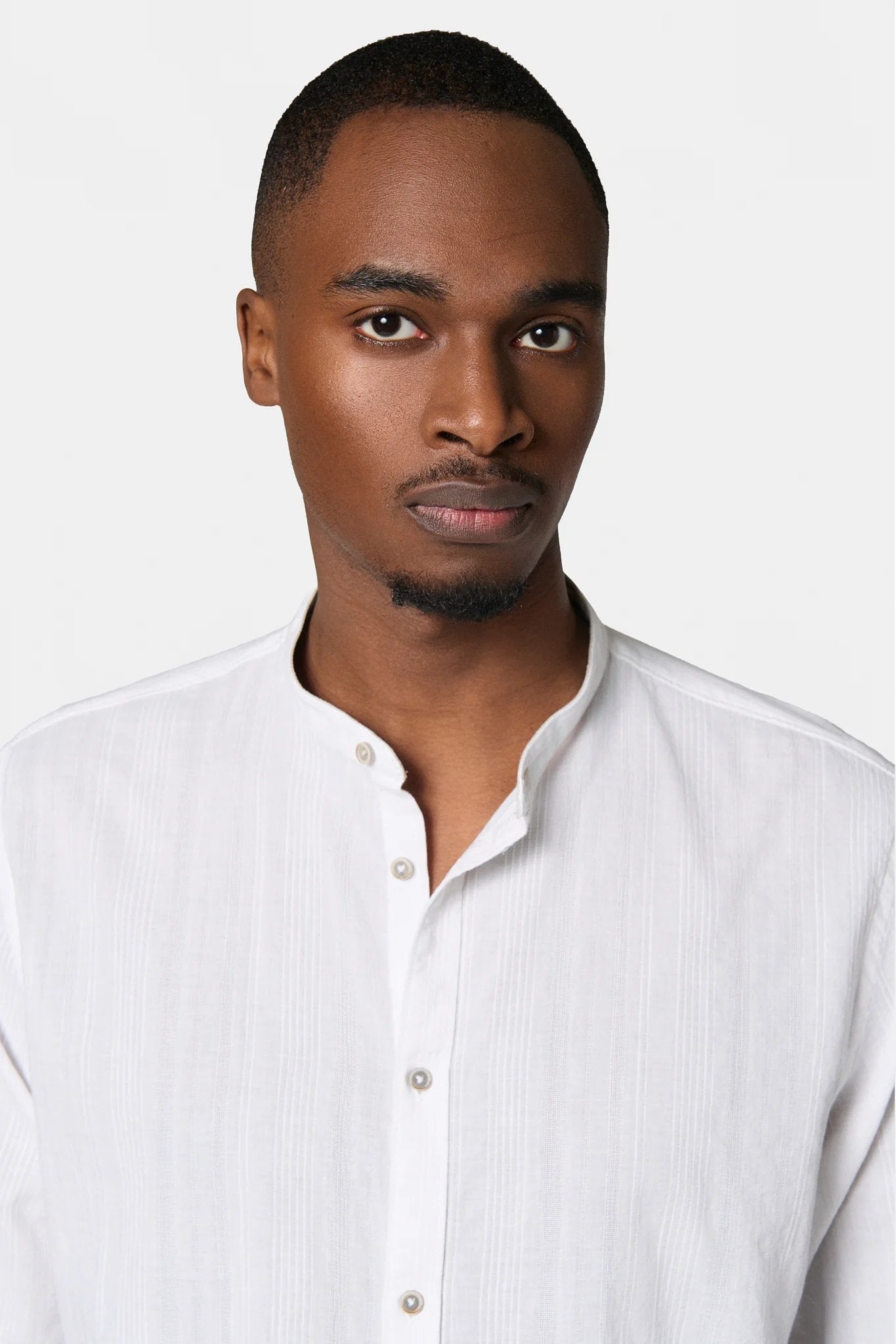 Lin coton col mao coupe confortable — Chemise Jerem, col mao, coupe confortable