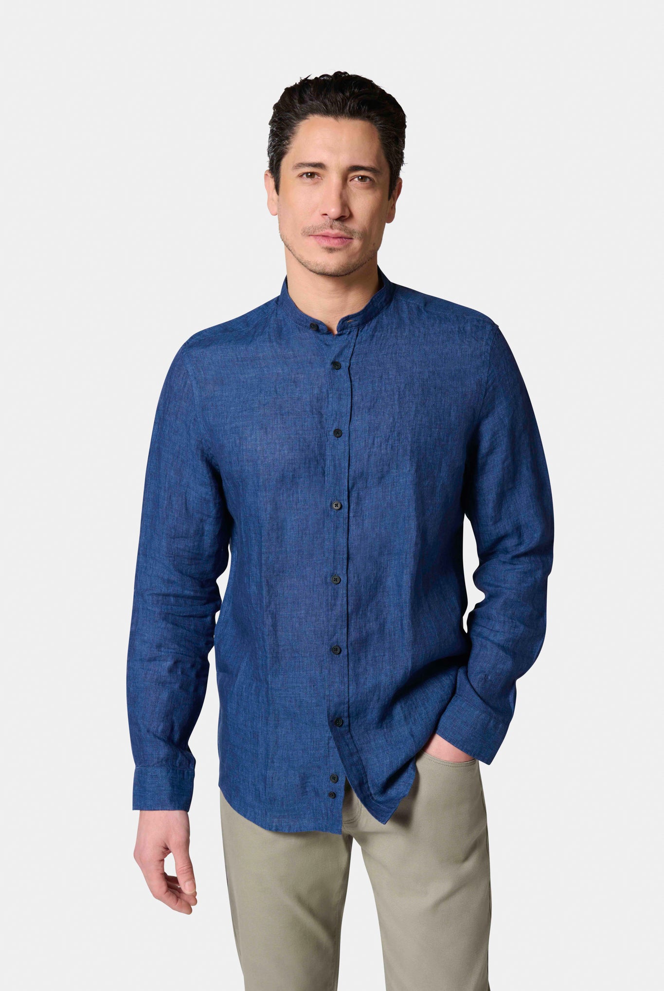 Chemise en lin col mao Jerem, col mao, coupe confortable