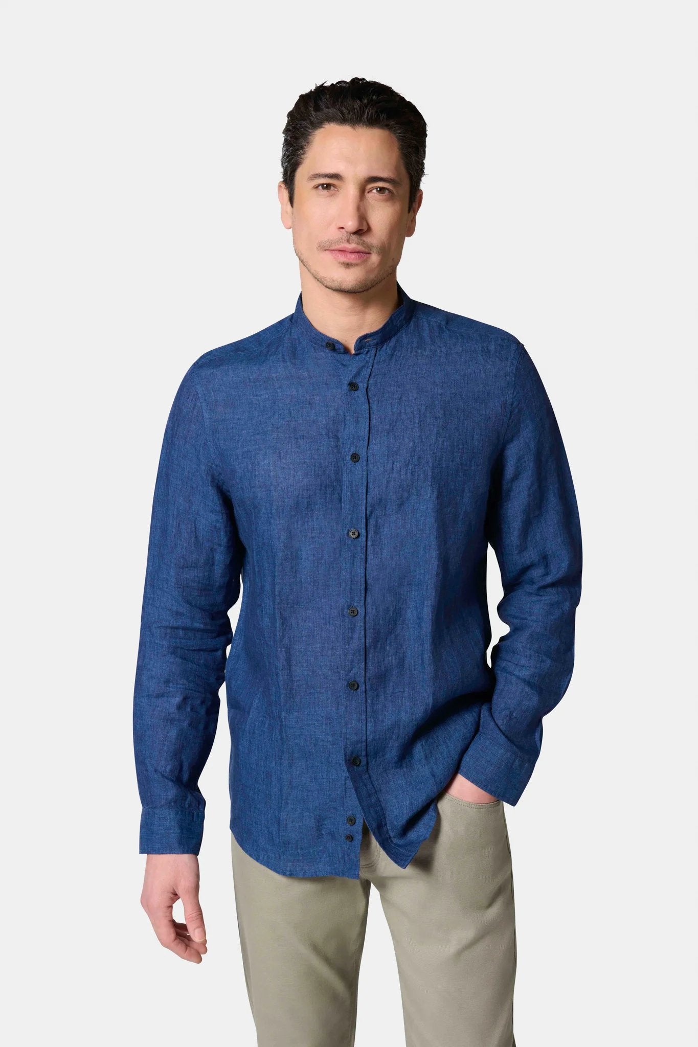 Chemise en lin col mao Jerem, col mao, coupe confortable
