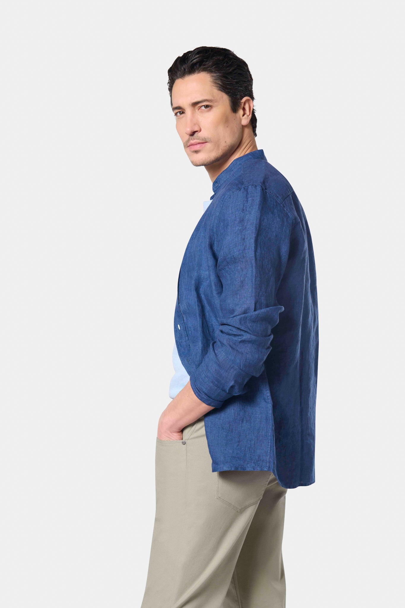 Chemise, lin col mao Jerem, coupe confortable, col mao