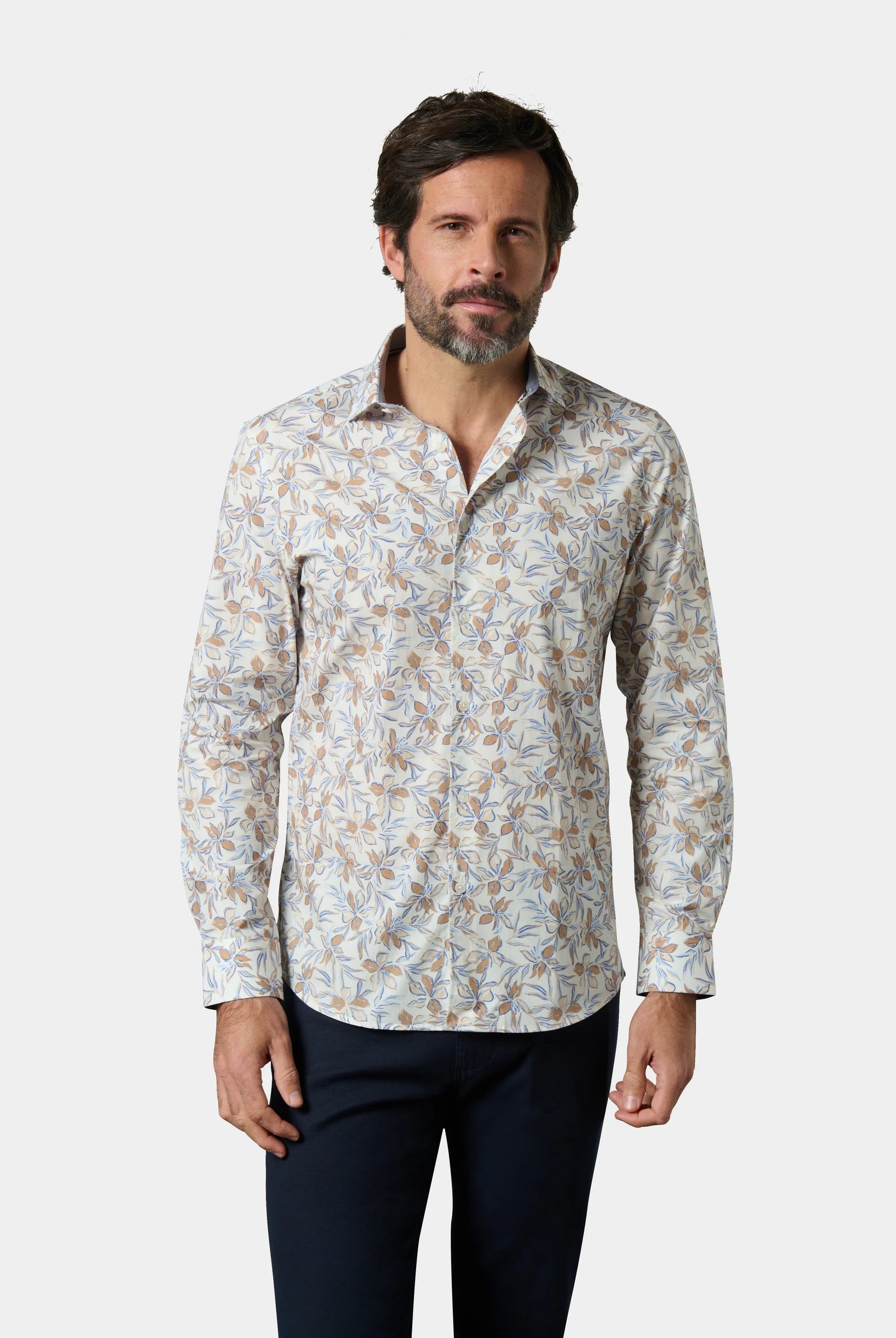 Chemise en popeline de coton imprimé floral coupe confortable col classique Jerem, col classique, coupe confortable