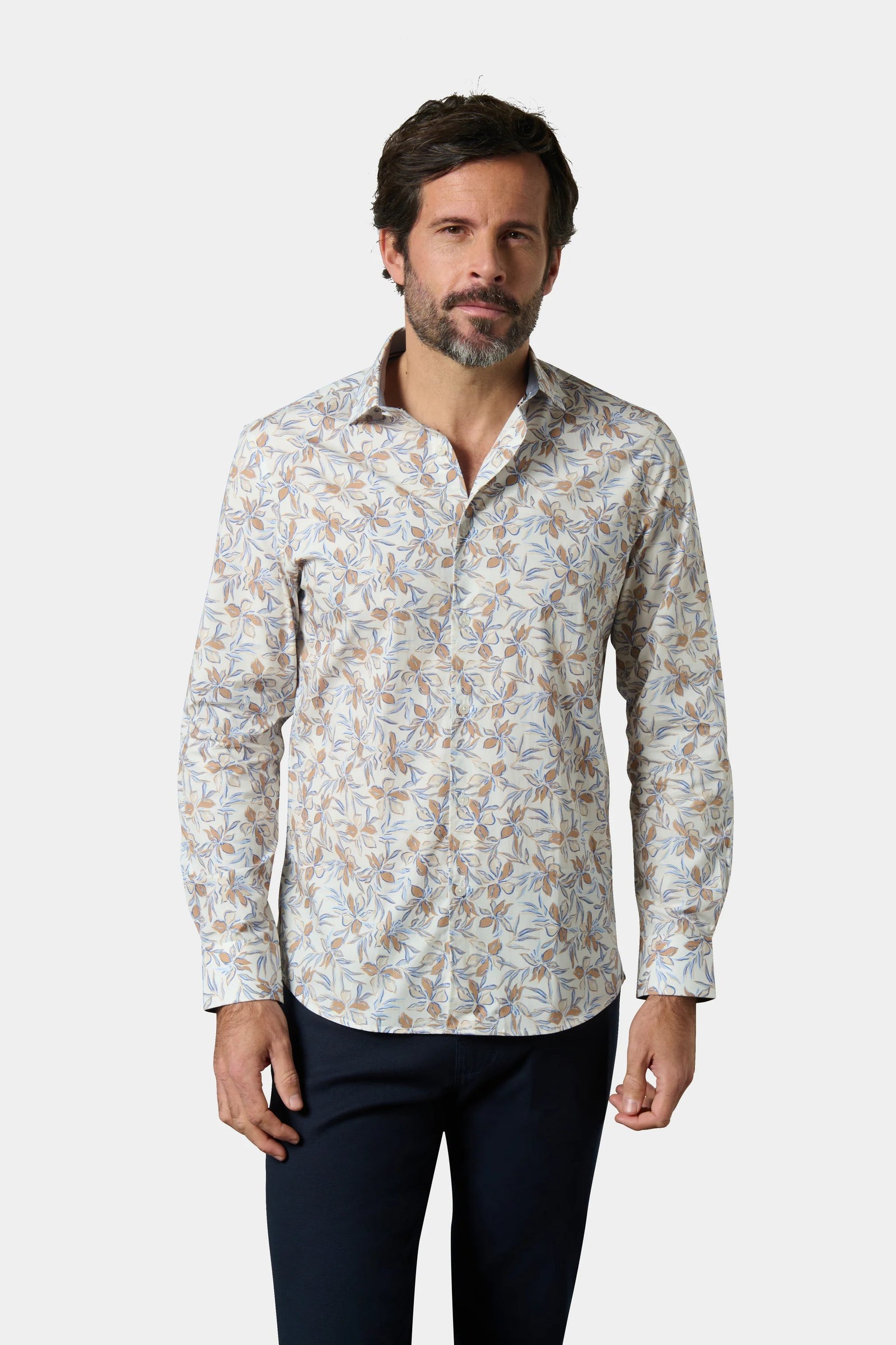 Chemise en popeline de coton imprimé floral coupe confortable col classique Jerem, col classique, coupe confortable