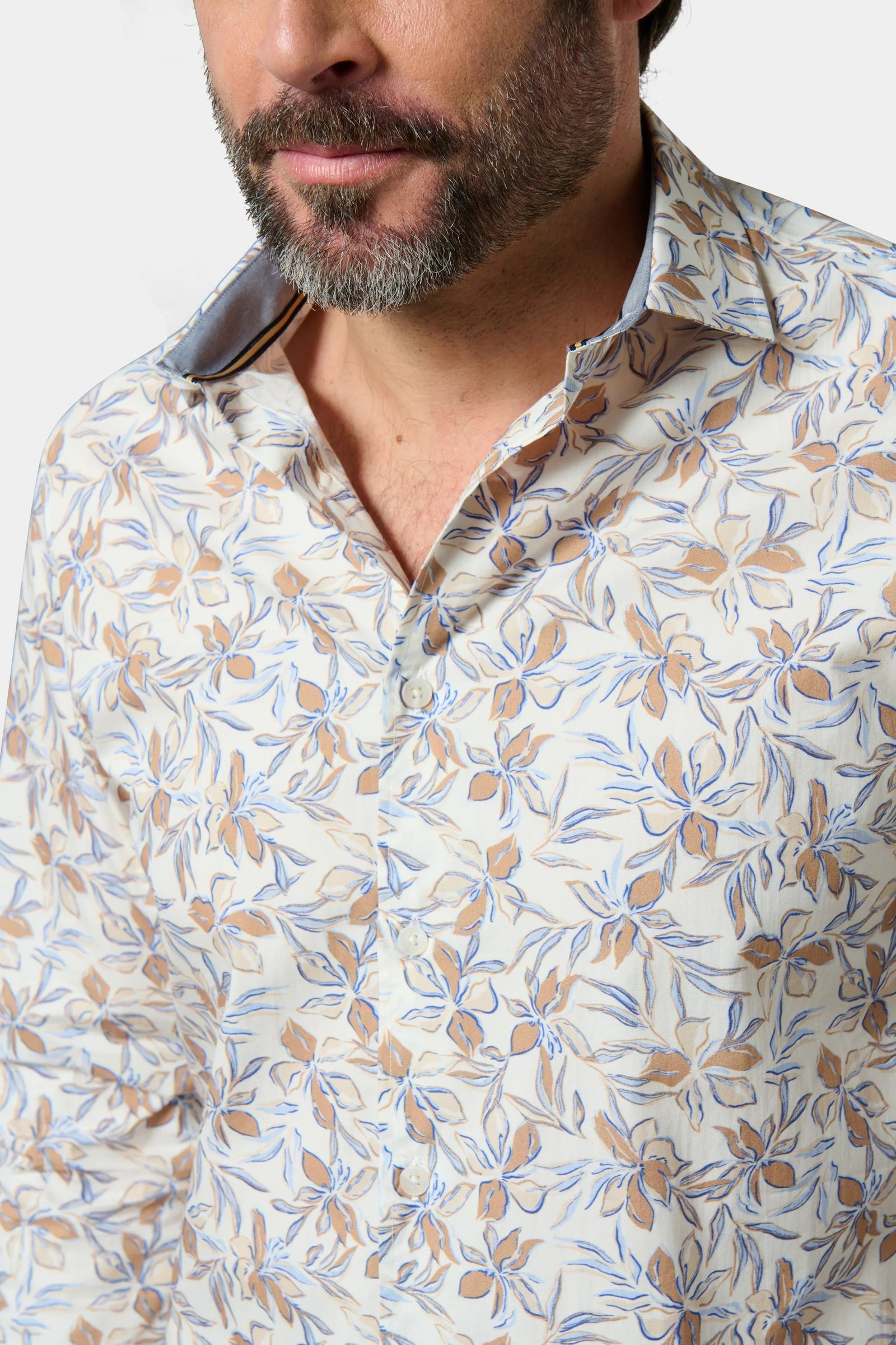 Chemise, popeline de coton imprimé floral coupe confortable col classique Jerem, coupe confortable, col classique