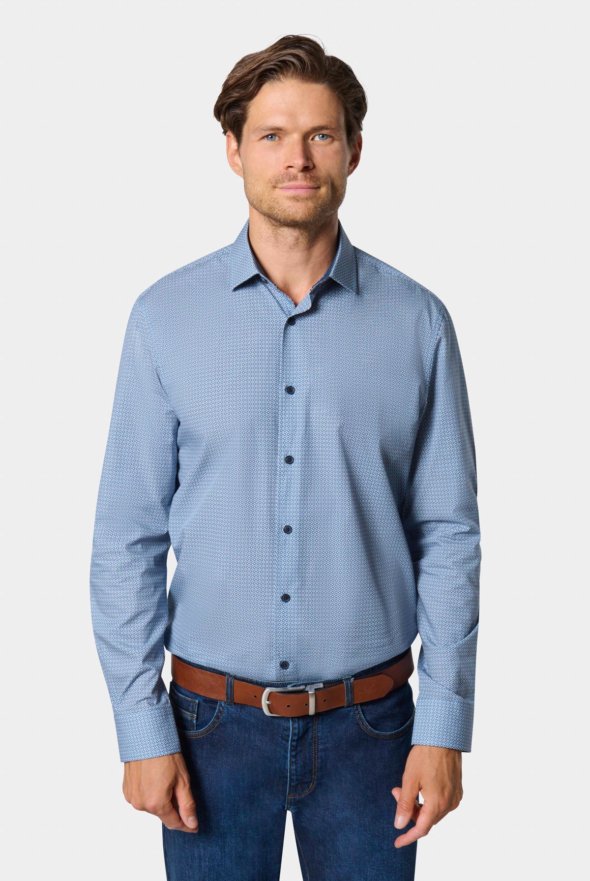 Chemise à imprimé géométrique en popeline de coton Jerem Paris