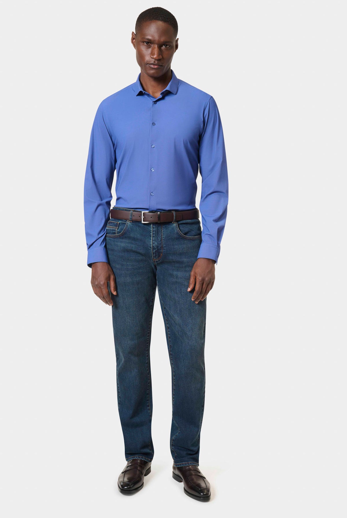 Chemise à pois en matière stretch infroissable Slim fit — vue de dos