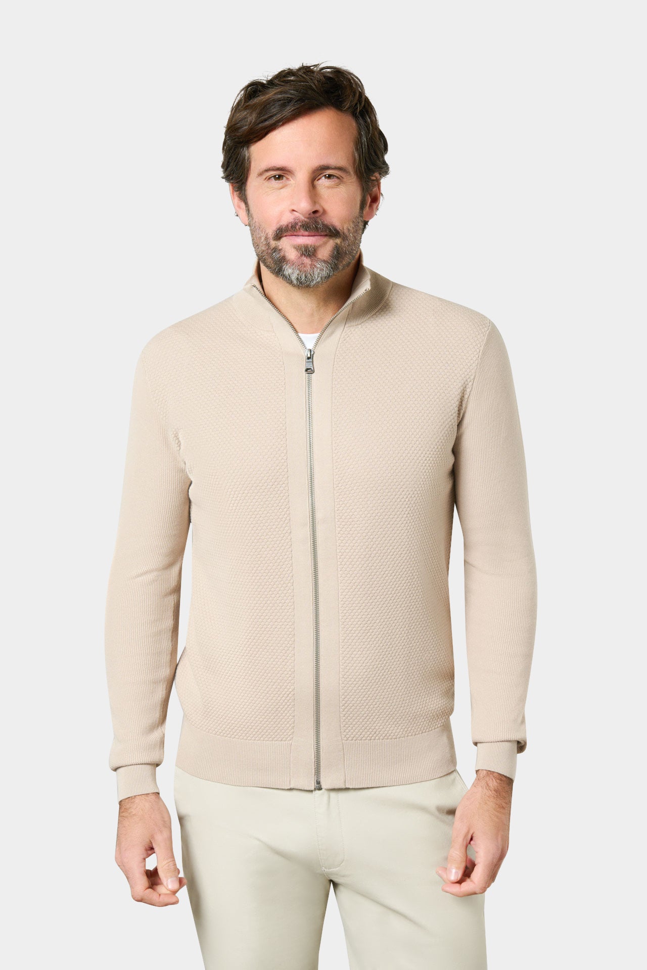 Pull zippé col montant goral Jerem, coloris écru