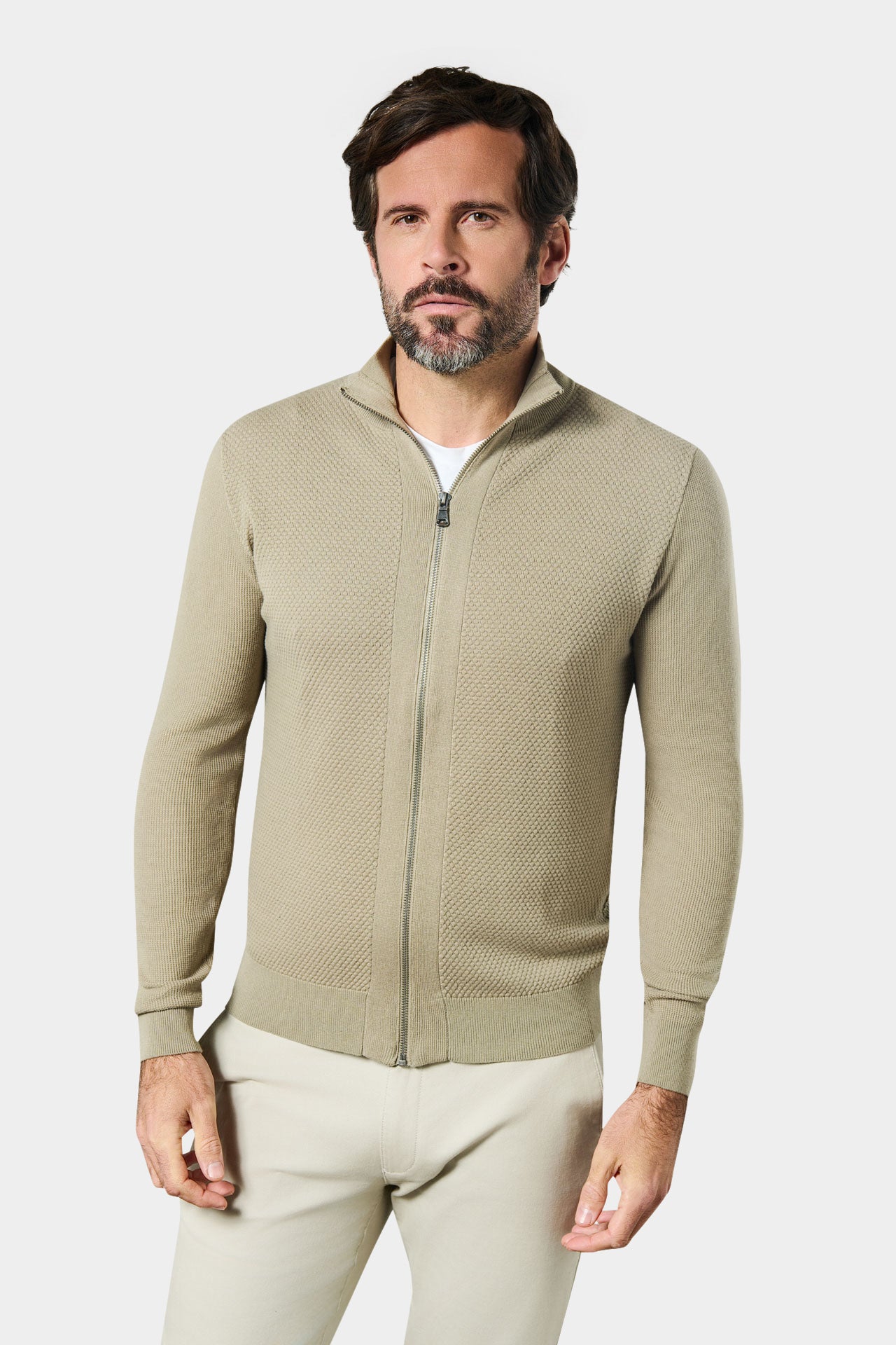 Pull zippé col montant goral Jerem, coloris beige