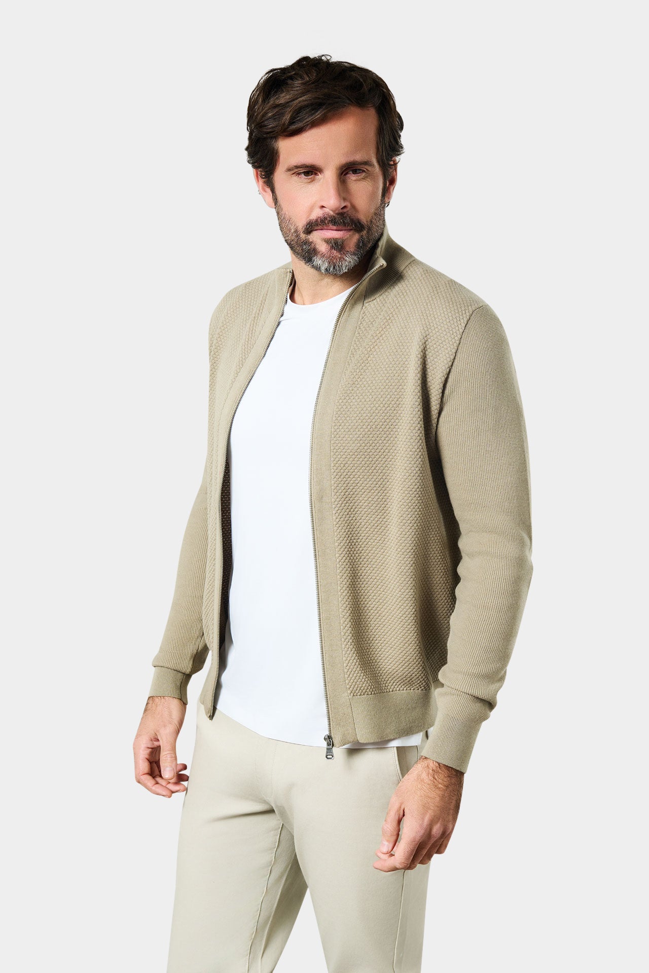 Pull zippé col montant goral Jerem, coloris beige vue 4