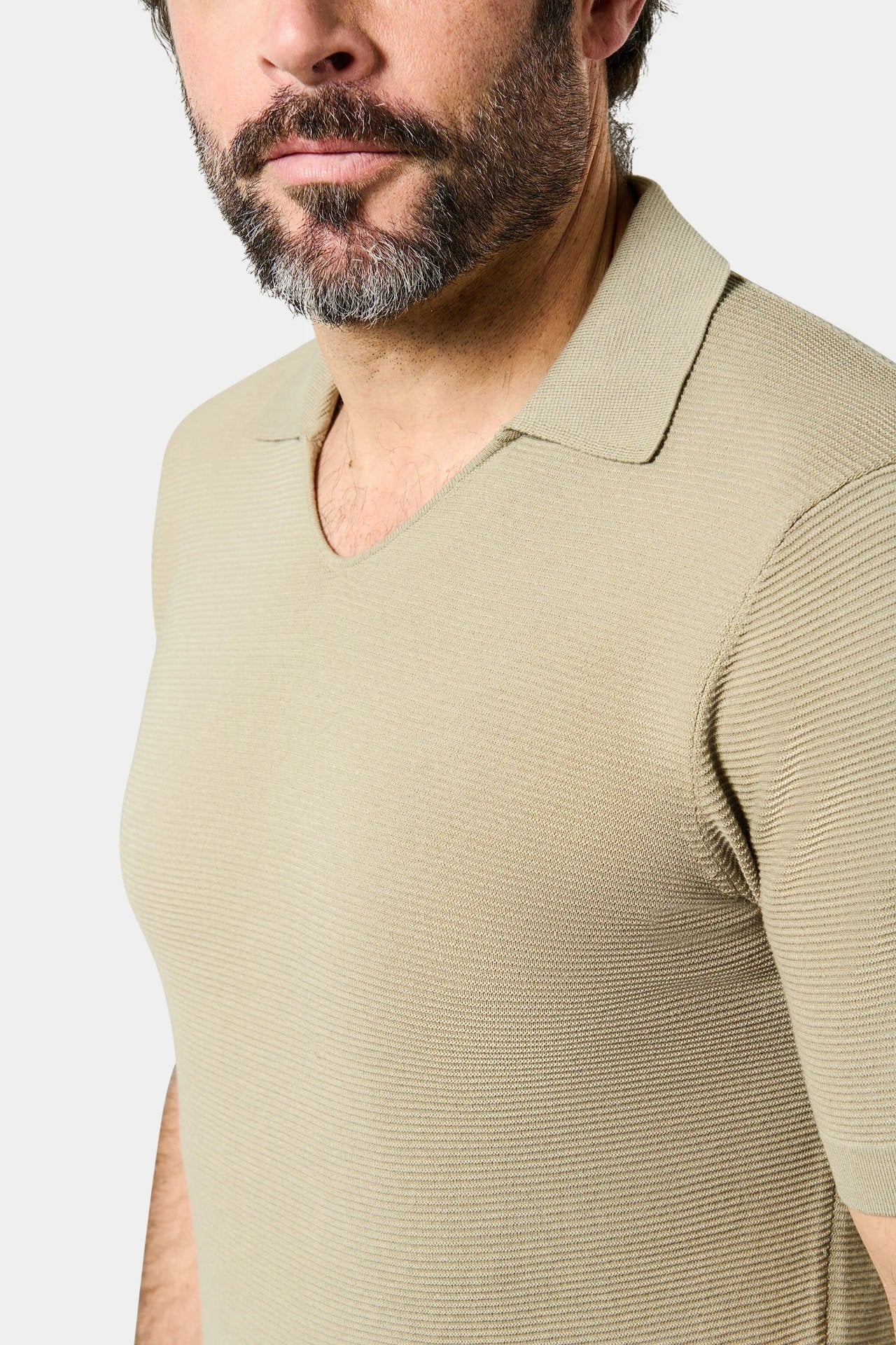 Pull manche courte col polo ouvert magda Jerem, manches courtes, col polo, coloris beige