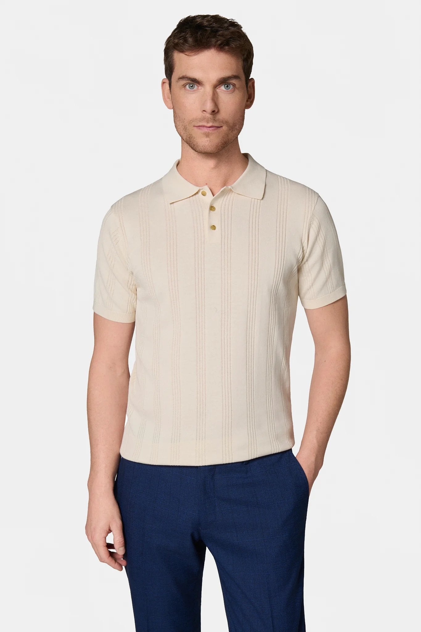 Pull manche courte col polo rose, Jerem