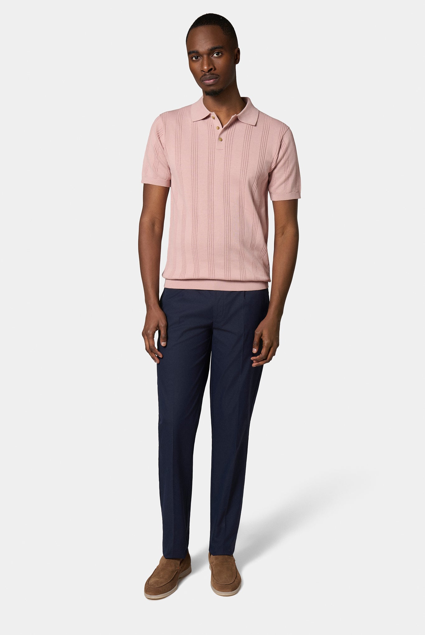 Pull manche courte col polo Jerem, col polo, coloris beige vue 3