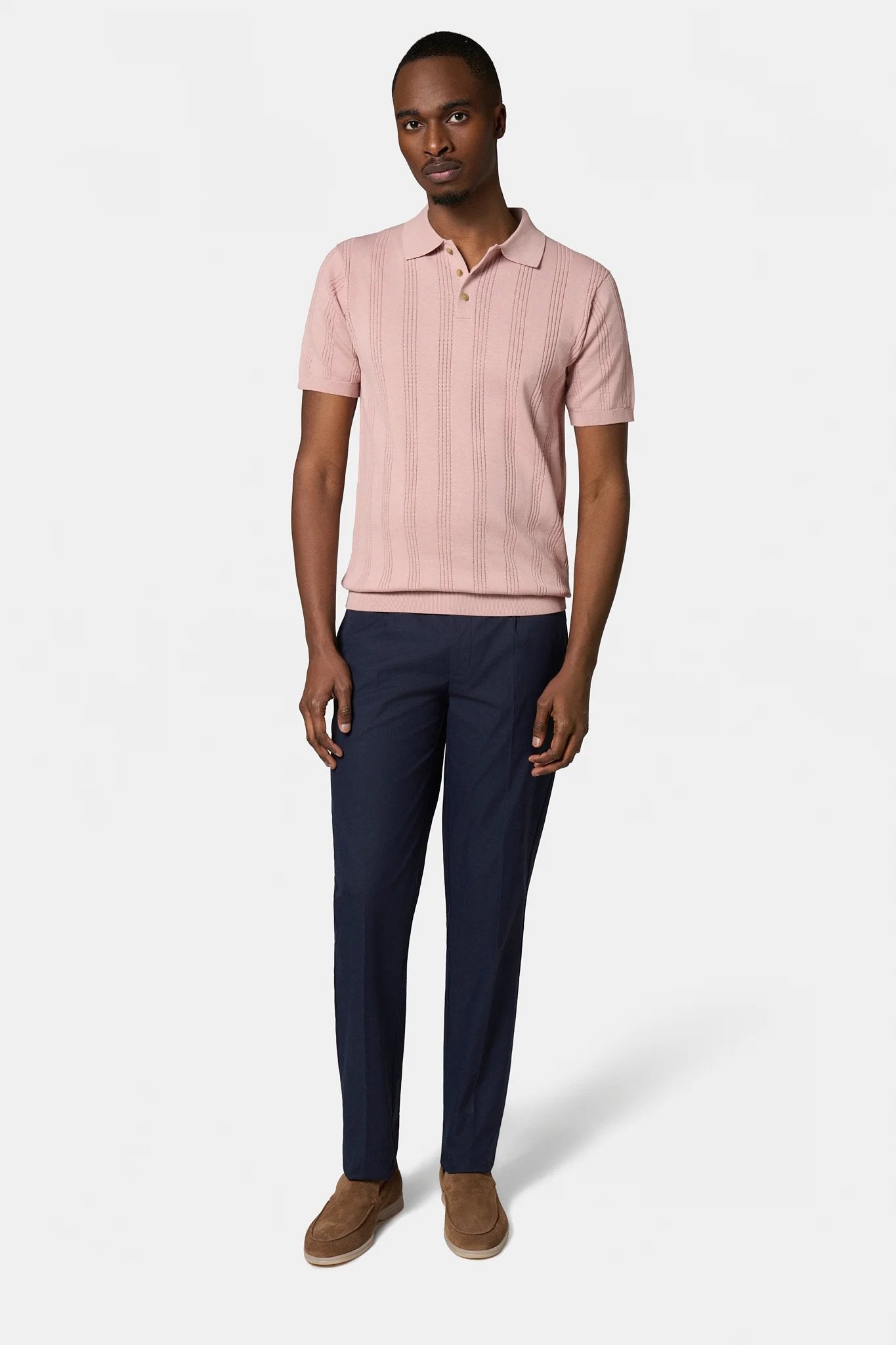 Pull manche courte col polo Jerem, col polo, coloris beige vue 3