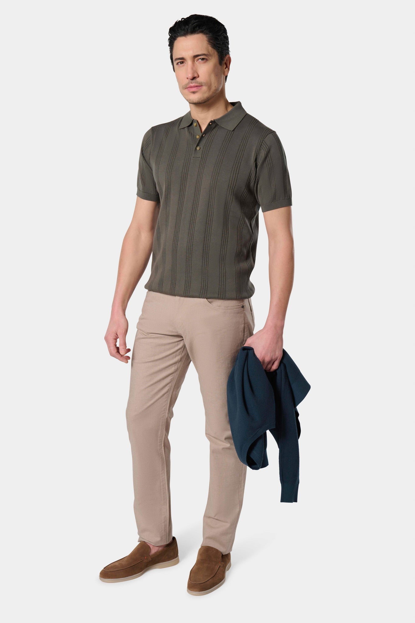 Pull manche courte col polo Jerem, col polo, coloris gris