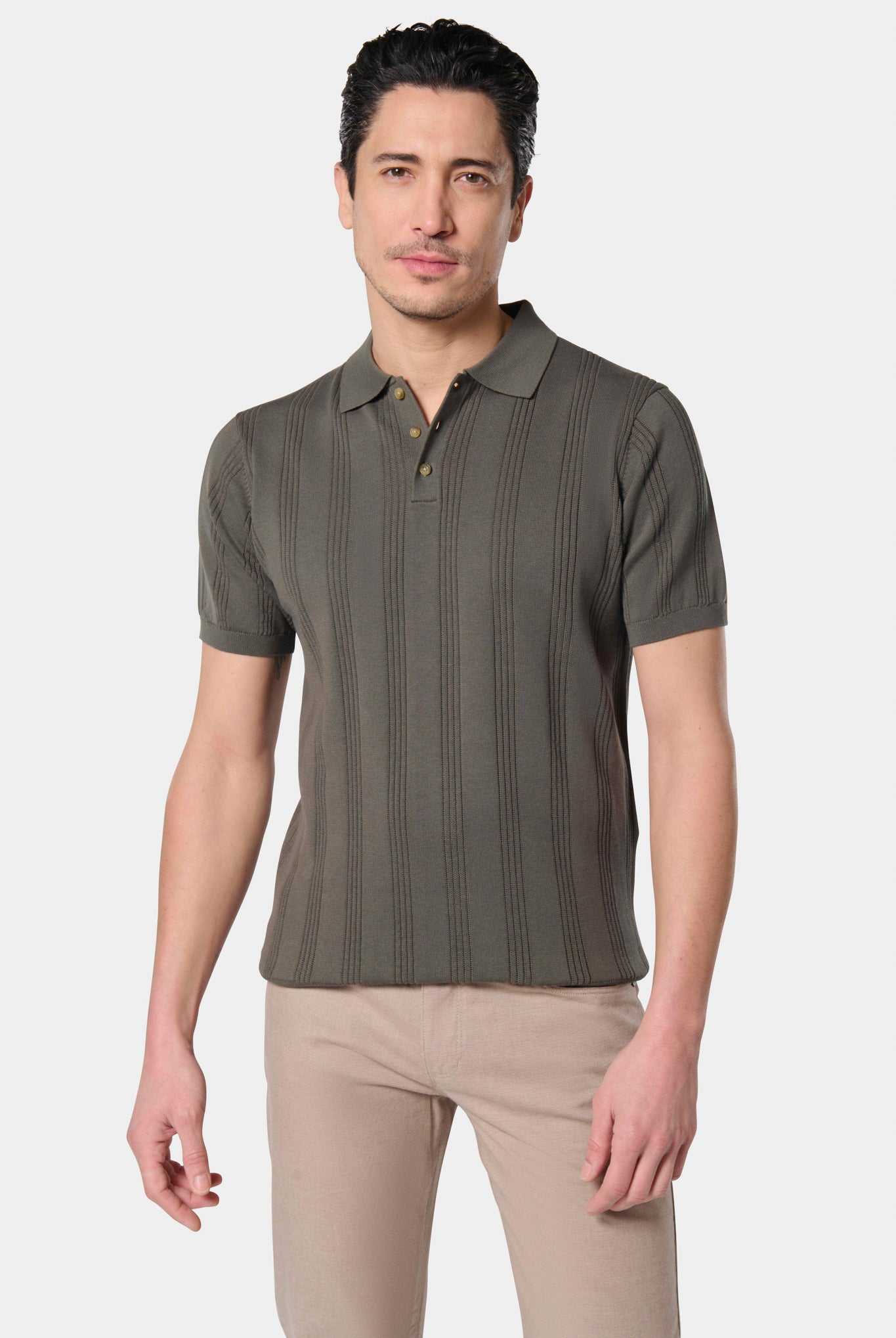 Pull manche courte col polo Jerem, col polo, coloris gris vue 11