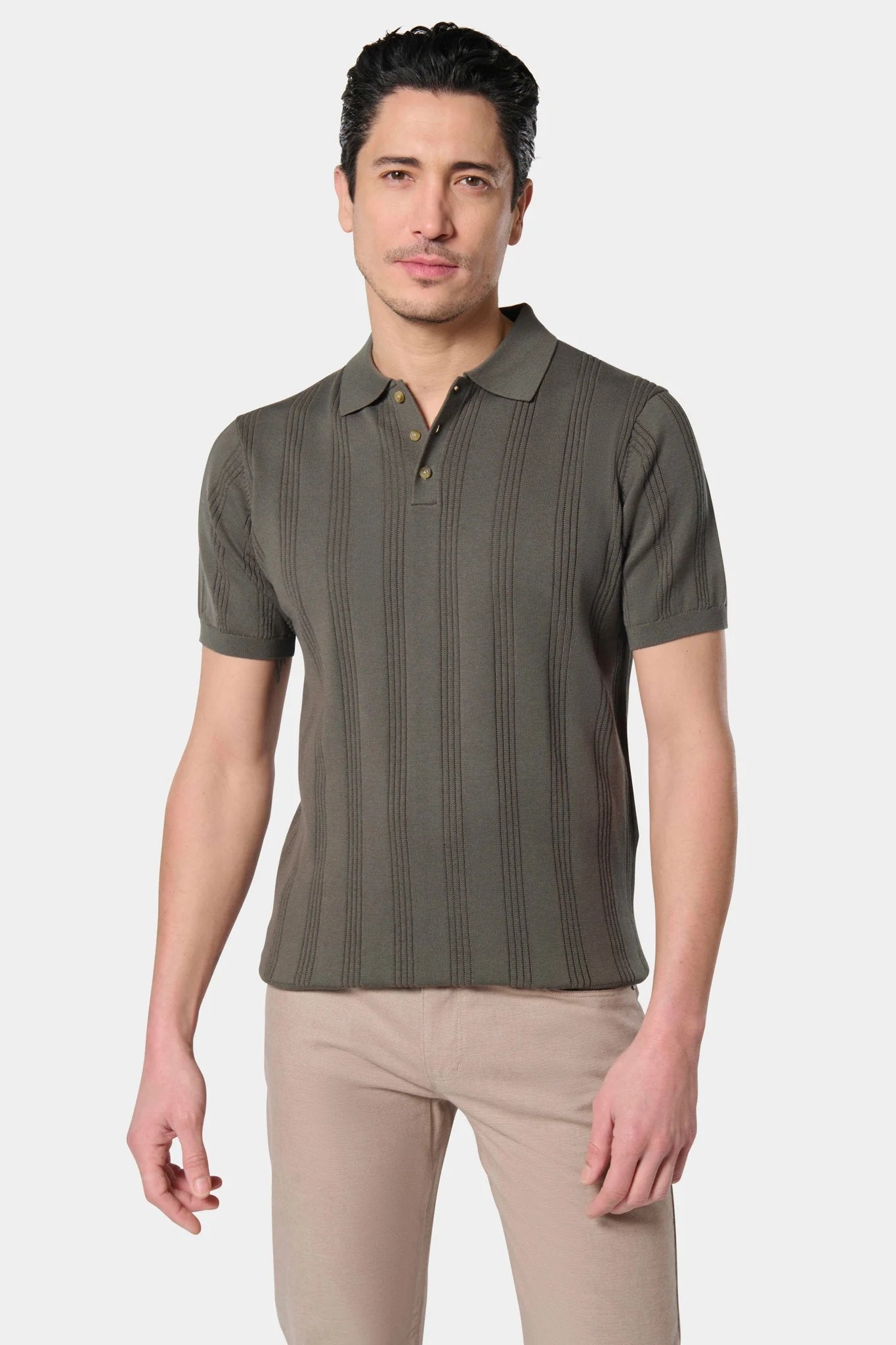 Pull manche courte col polo Jerem, col polo, coloris gris vue 11