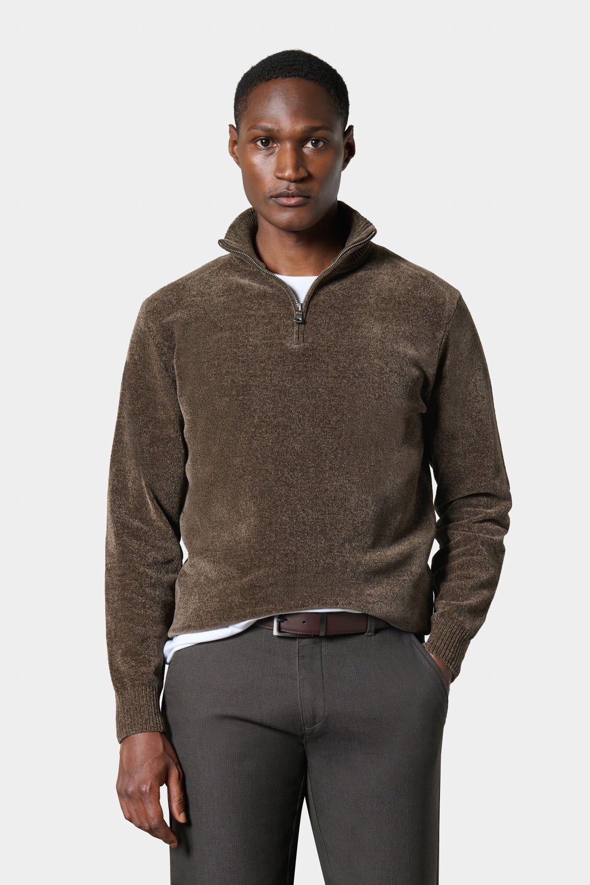 Jersey de cuello alto con cremallera en punto chenille Jerem
