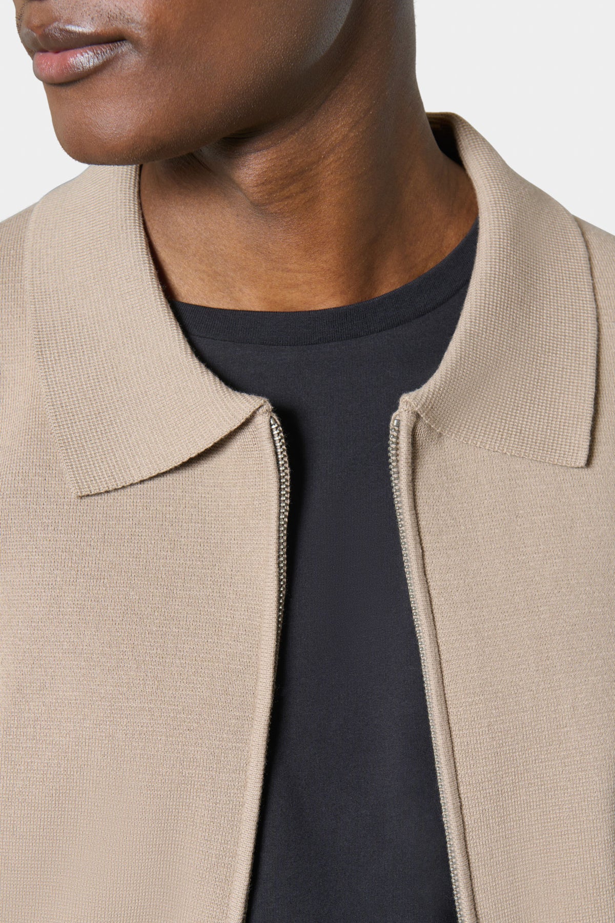 Cárdigan con cremallera y cuello camisero en punto milano Jerem – vista 6