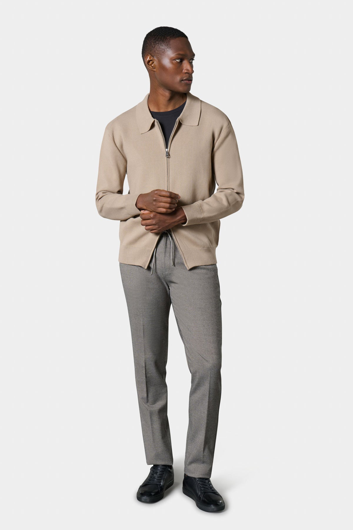 Cárdigan con cremallera y cuello camisero en punto milano Jerem – vista 5