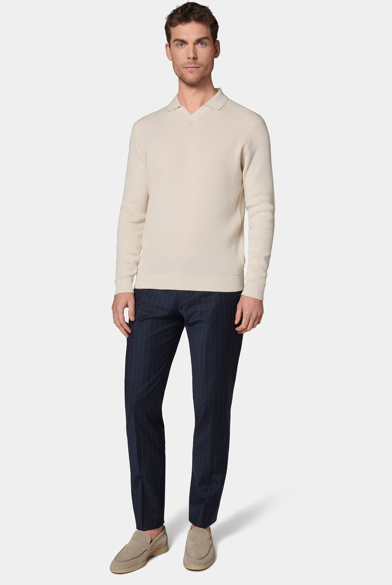 Pull col polo ouvert Jerem, col polo vue 6