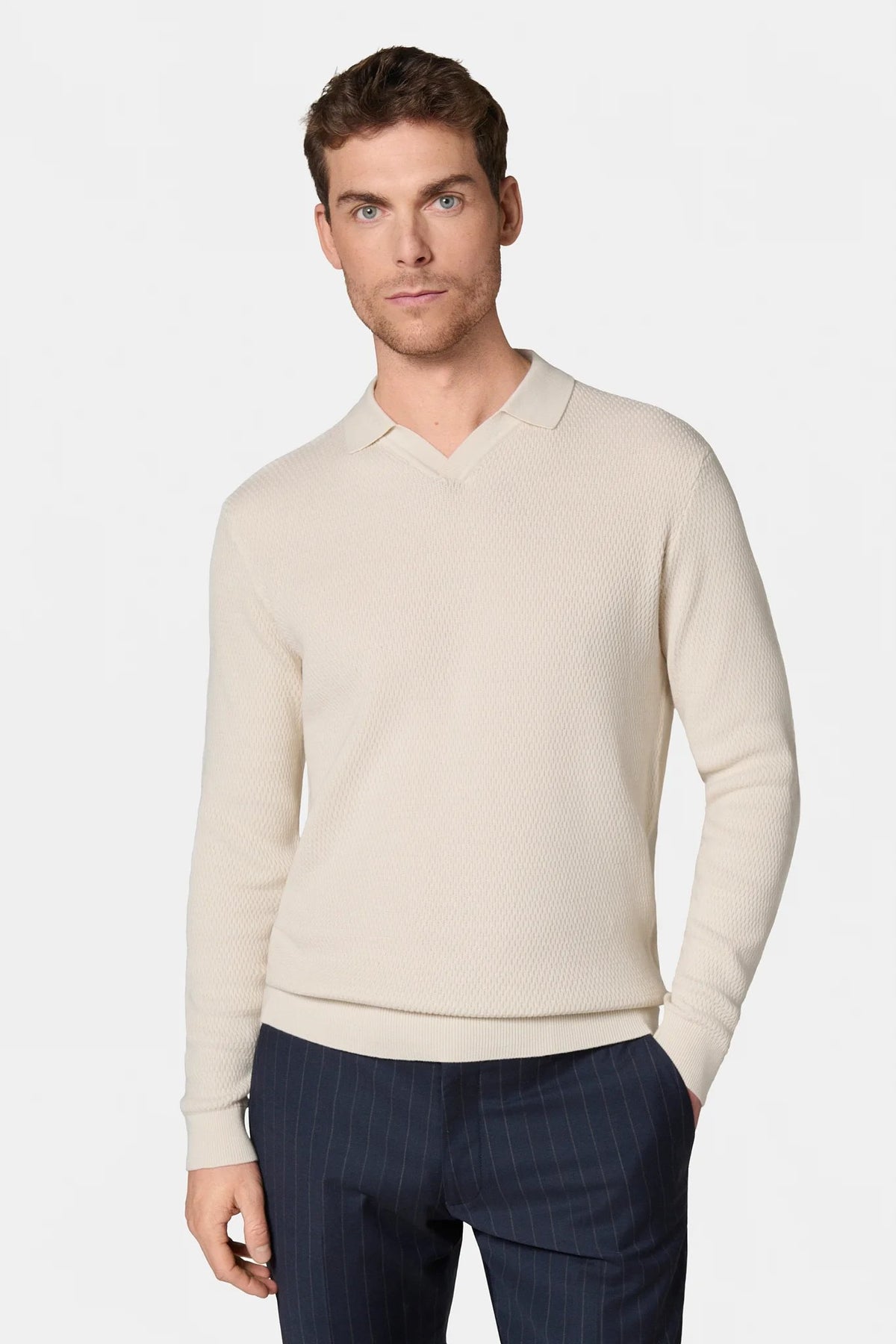 Jerem open polo collar jumper, polo collar