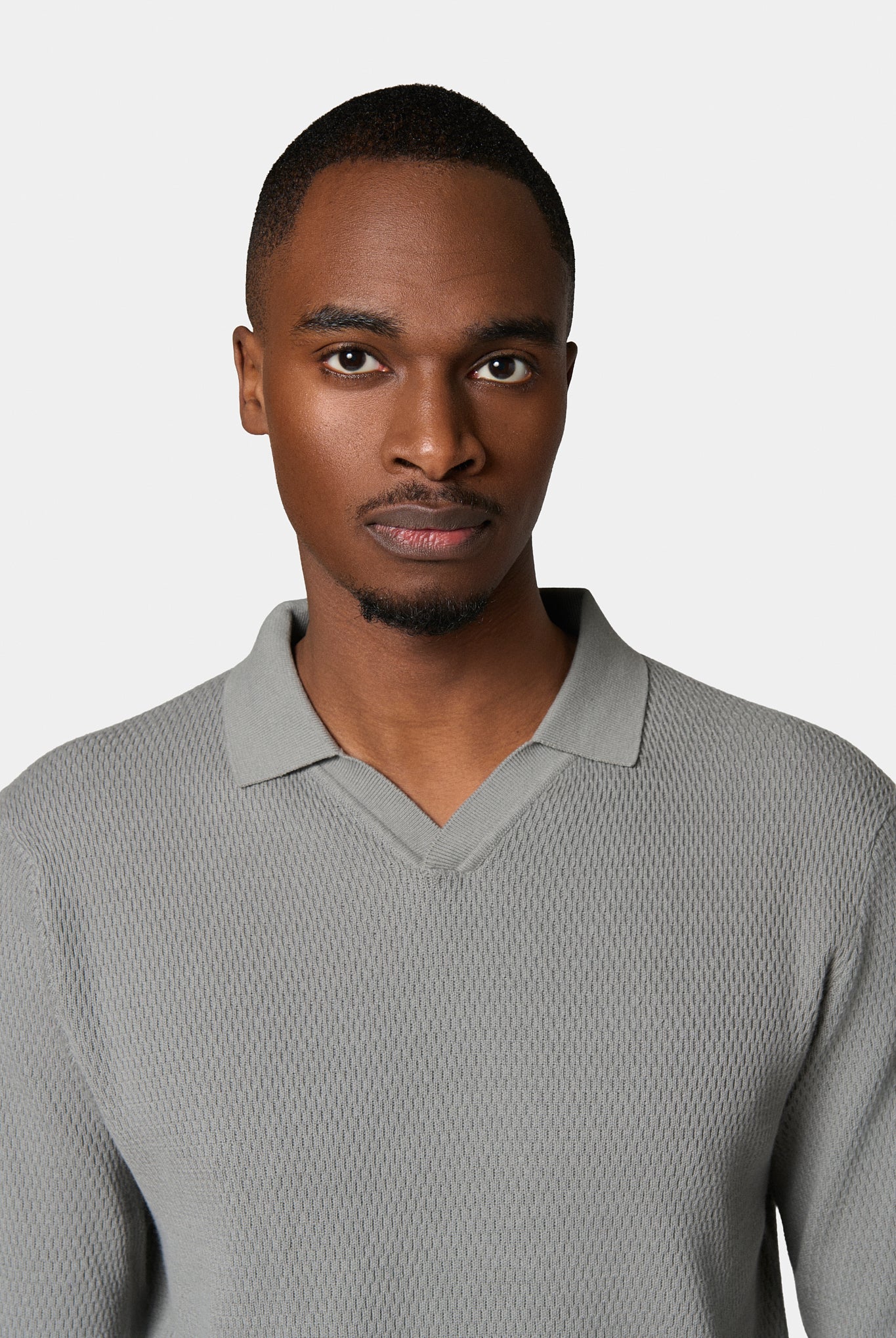 Pull col polo ouvert Jerem, col polo, coloris gris vue 2