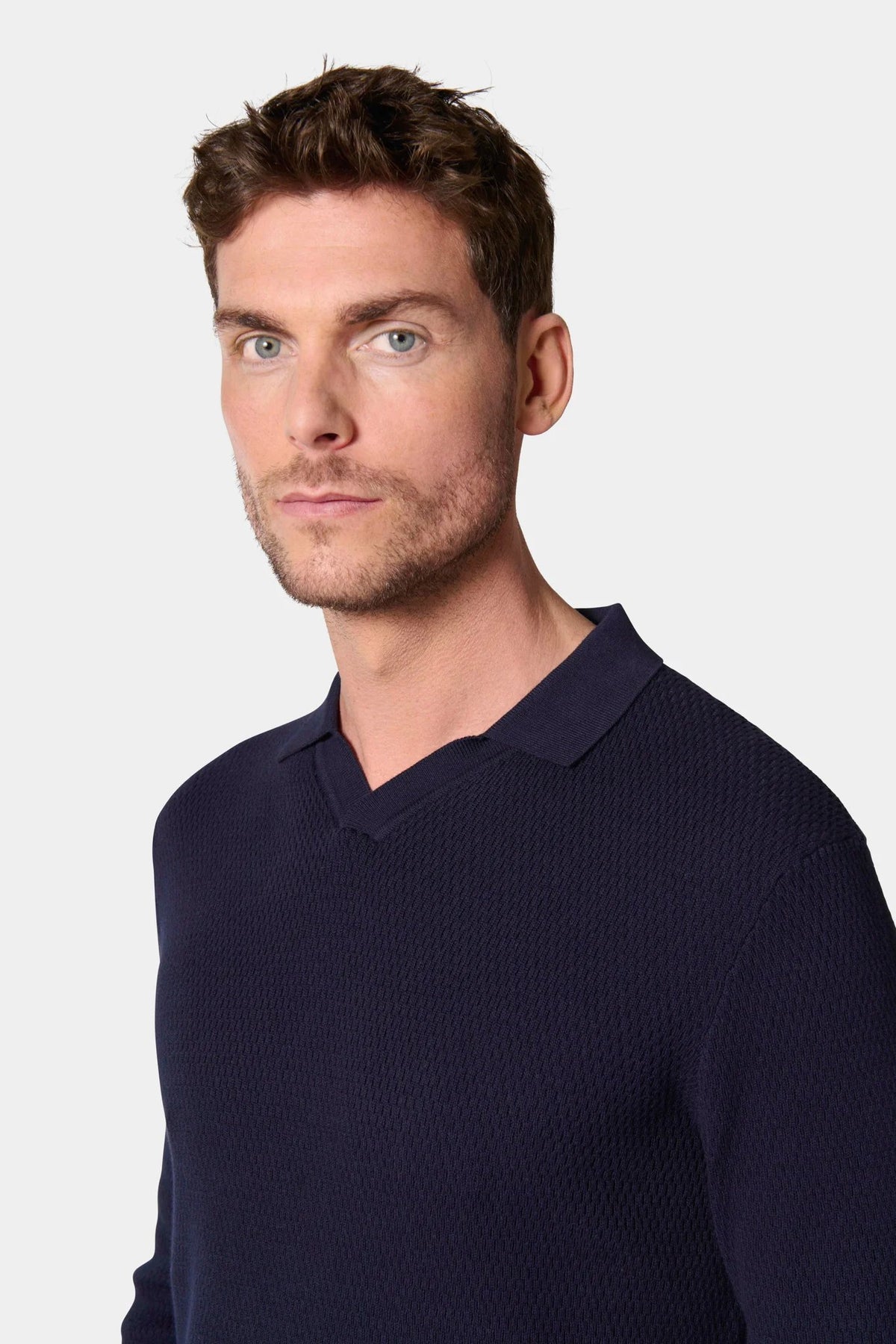 Jerem open polo collar jumper, polo collar, black, view 8