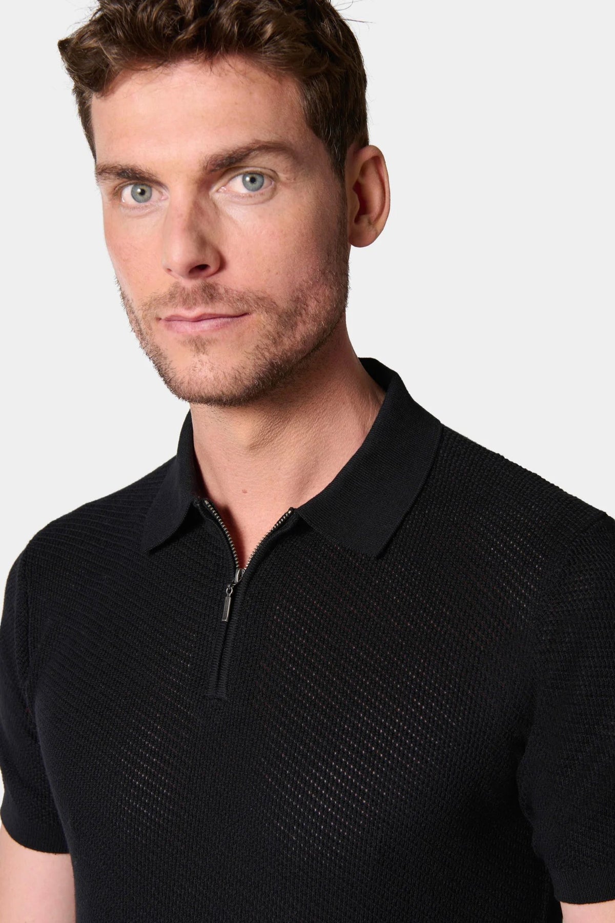 Pull zippé col polo Jerem, col chemise vue 5