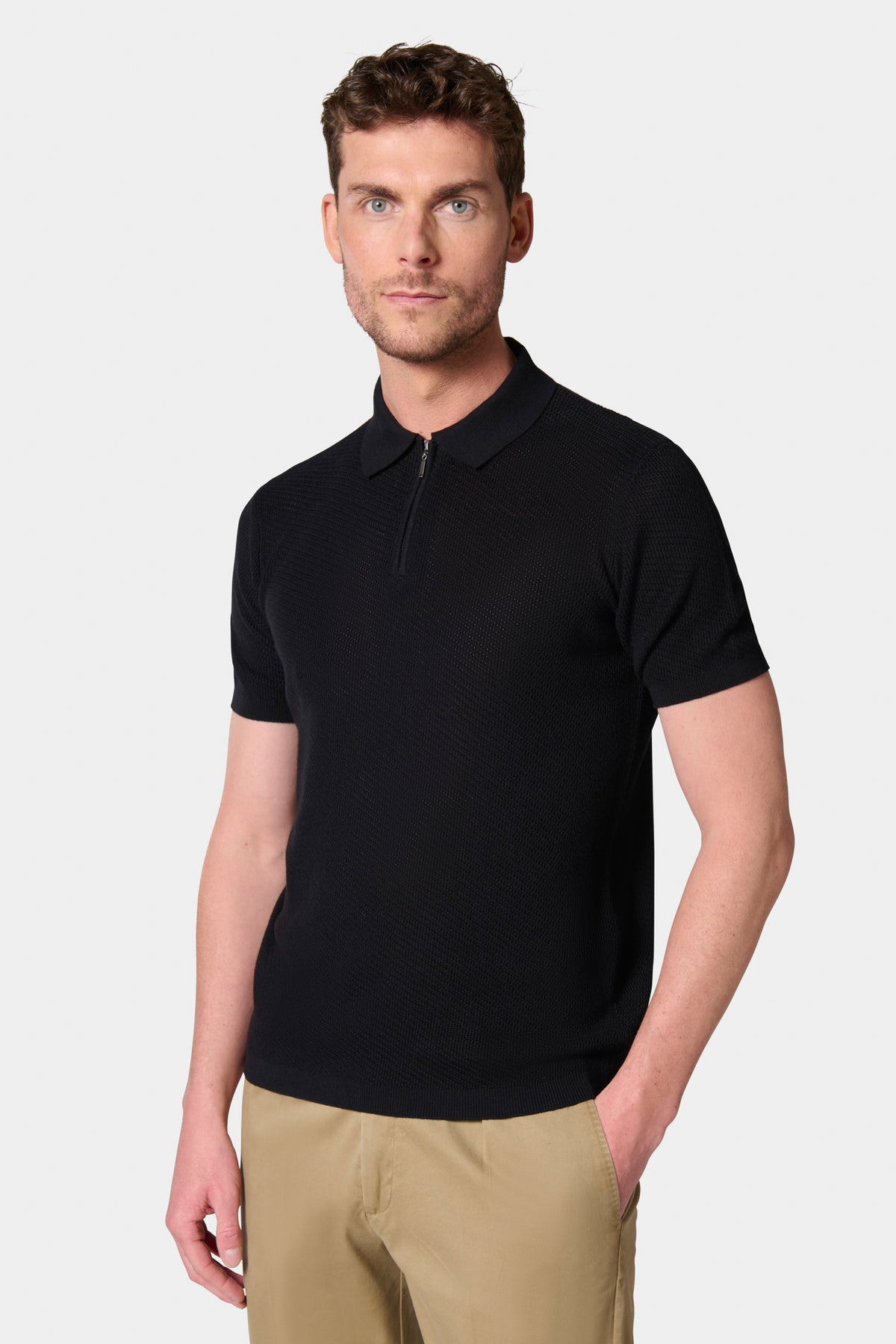 Pull zippé col polo Jerem, col chemise vue 4