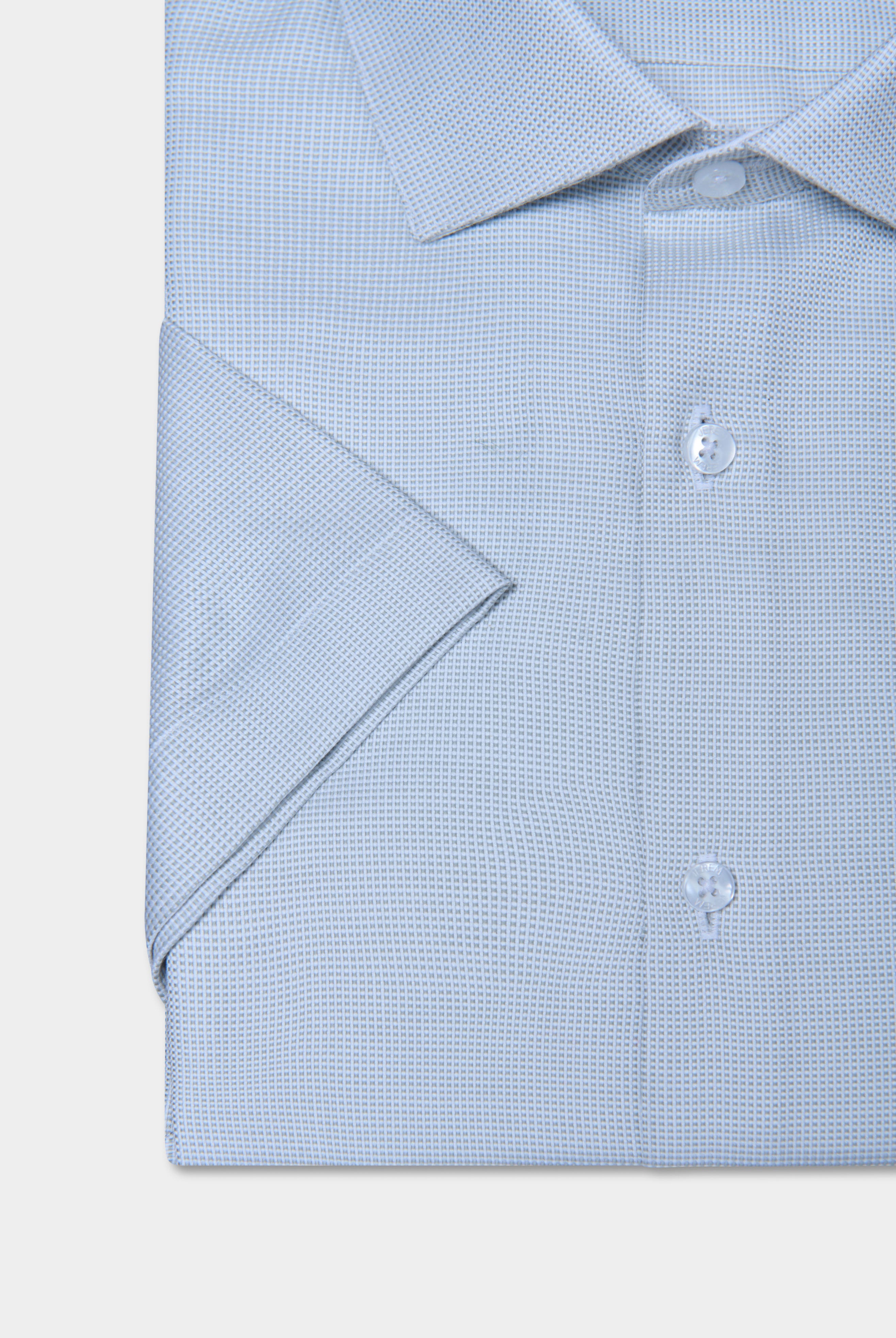 Chemise bicolore texturé en coton manches courtes repassage facile coupe ajustée Jerem, manches courtes, coupe ajustée