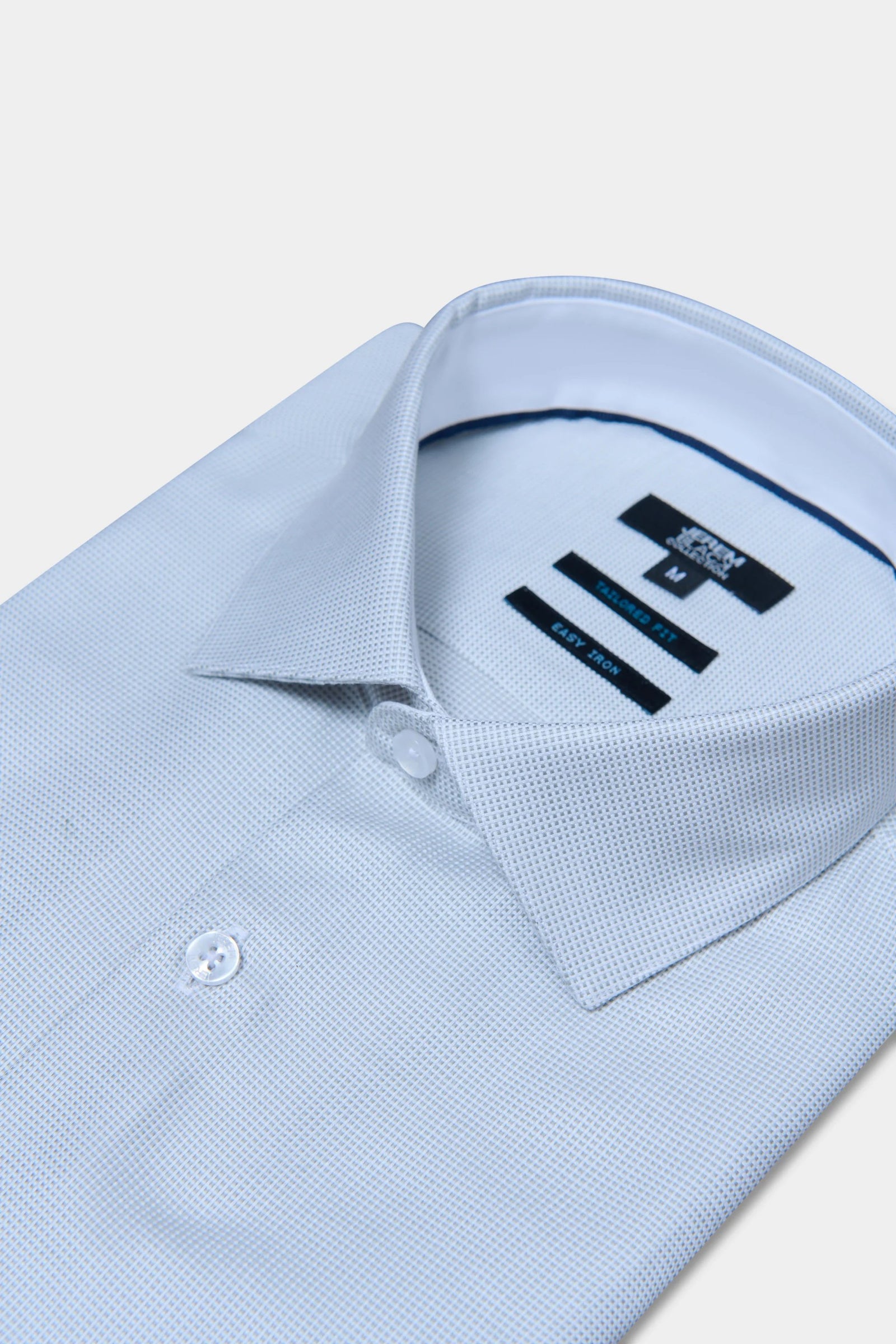 Chemise bicolore texturé Jerem, col semi-italien, manches courtes