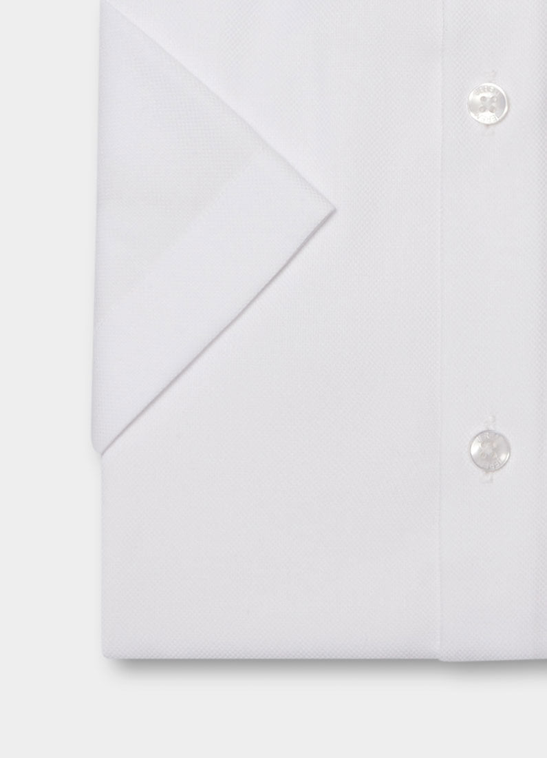 Coton manches courtes sans repassage — Chemise Jerem, col classique, coupe droite