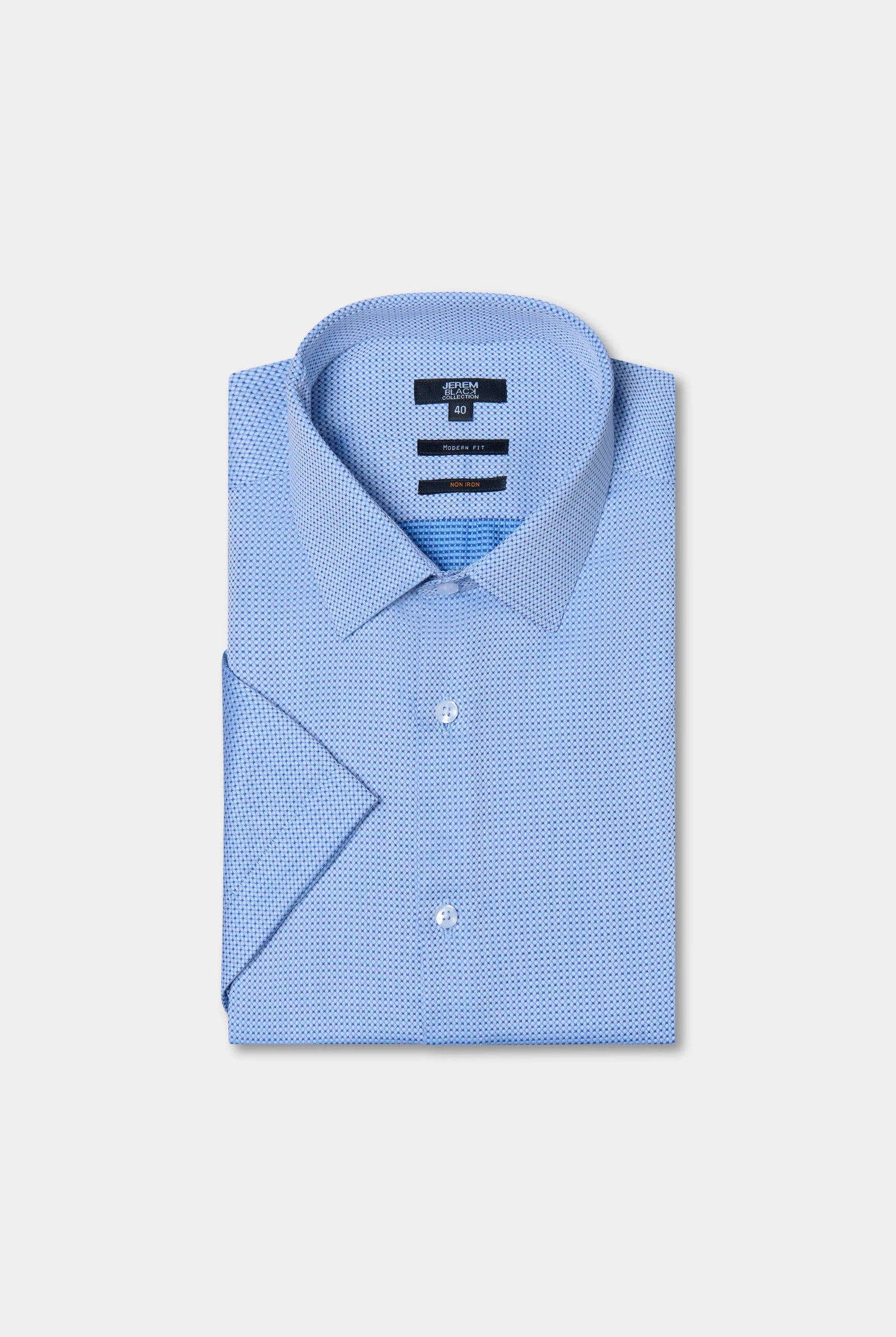 Chemise manche courtes en coton col classique sans repassage Jerem, col classique, coupe droite, sans repassage
