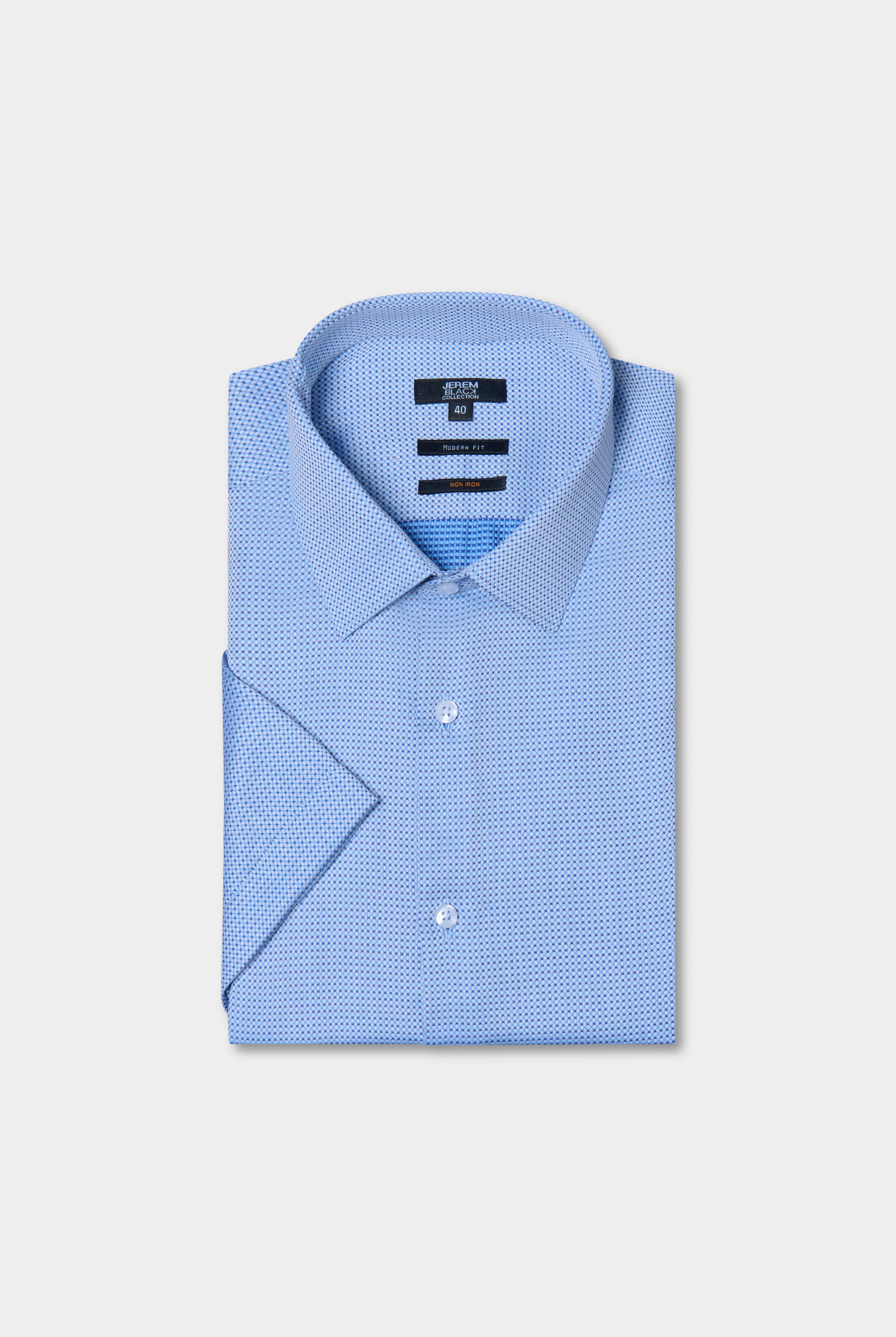 Chemise manche courtes en coton col classique sans repassage Jerem, col classique, coupe droite, sans repassage